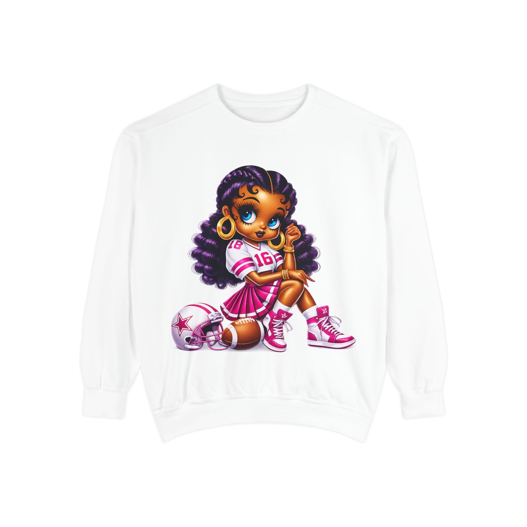 Fuchsia Football Girl Shirt – Cute Black Girl Sports Graphic Tee, Pink Cheerleader Outfit, Trendy Game Day Women’s Shirt, Girly Athlete T-Shirt