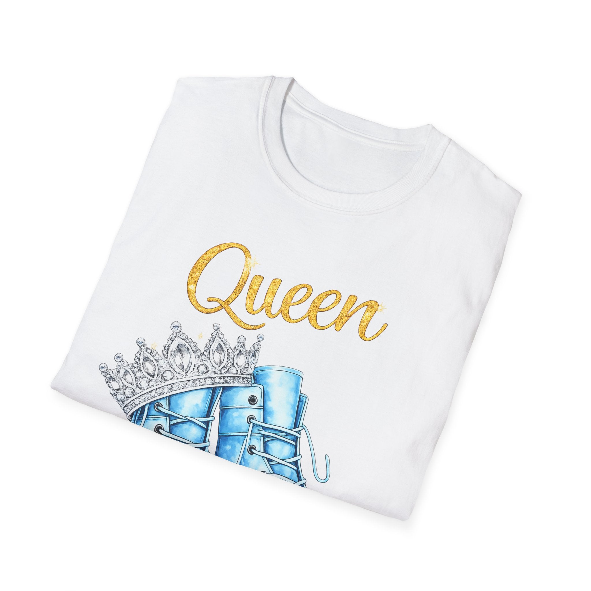 Queen Light Blue Boots Shirt – Pink Crown Graphic Tee, Cute Girly Streetwear, Fashion Queen Outfit, Trendy Women’s Statement T-Shirt