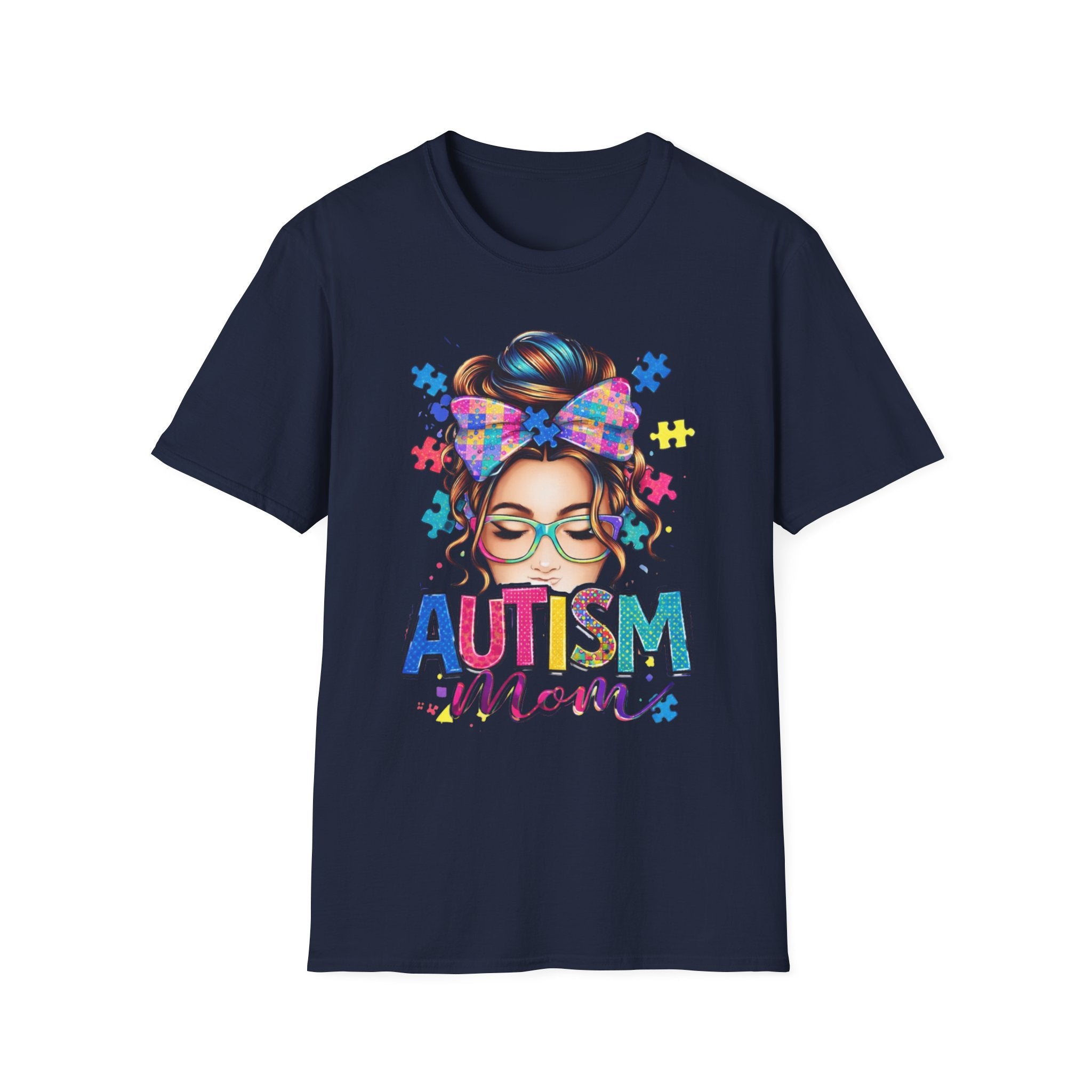 Autism Mom T-Shirt — Colorful Puzzle Heart Design for Proud Moms