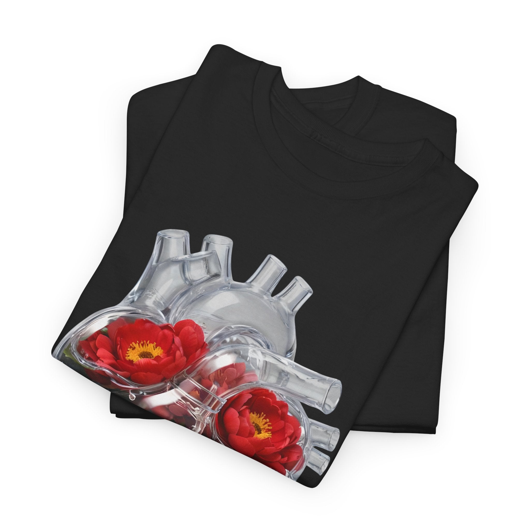 Floral Anatomical Heart T-Shirt — Botanical Heart Illustration Tee