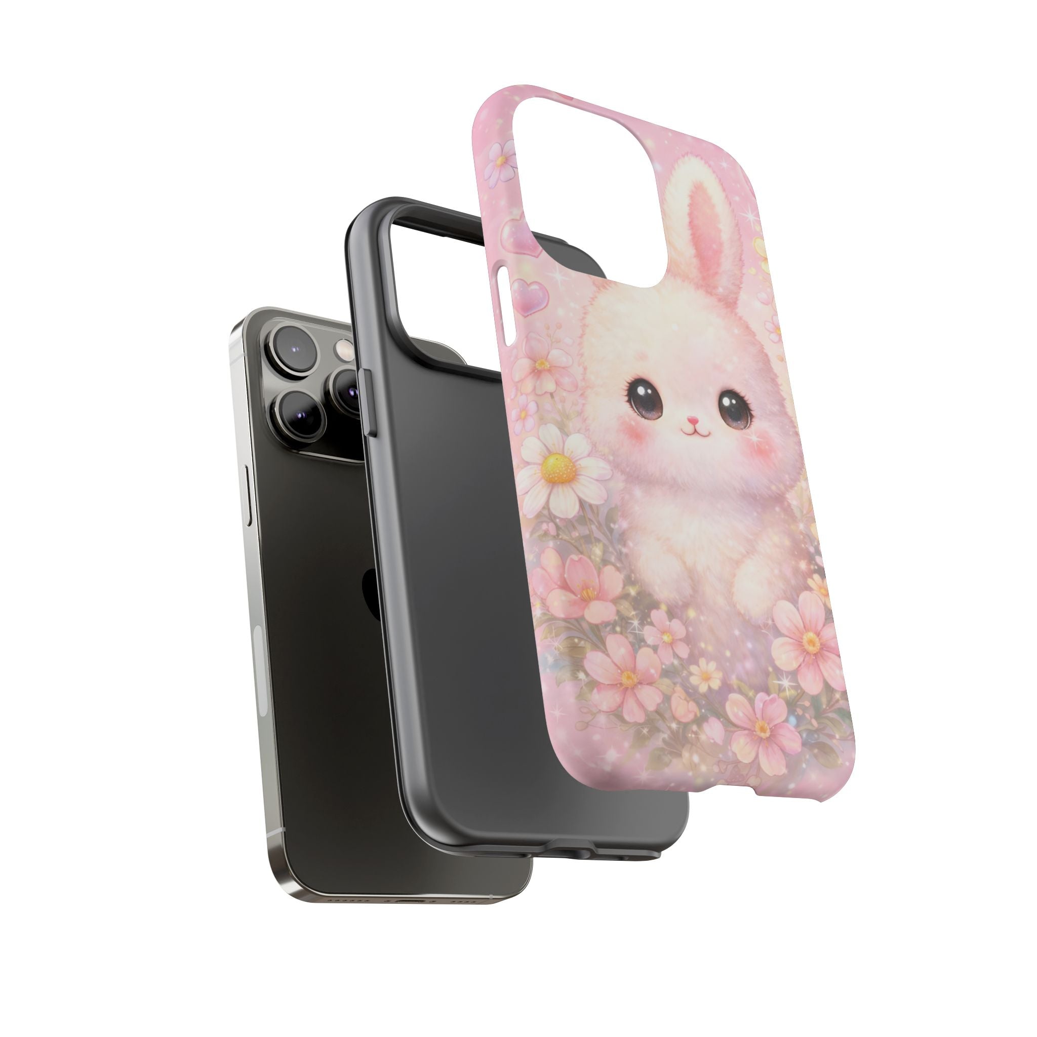 Kawaii Bunny Phone Case – Cute Pastel Bunny Floral Aesthetic iPhone Case, Adorable Kawaii Animal Phone Cover.