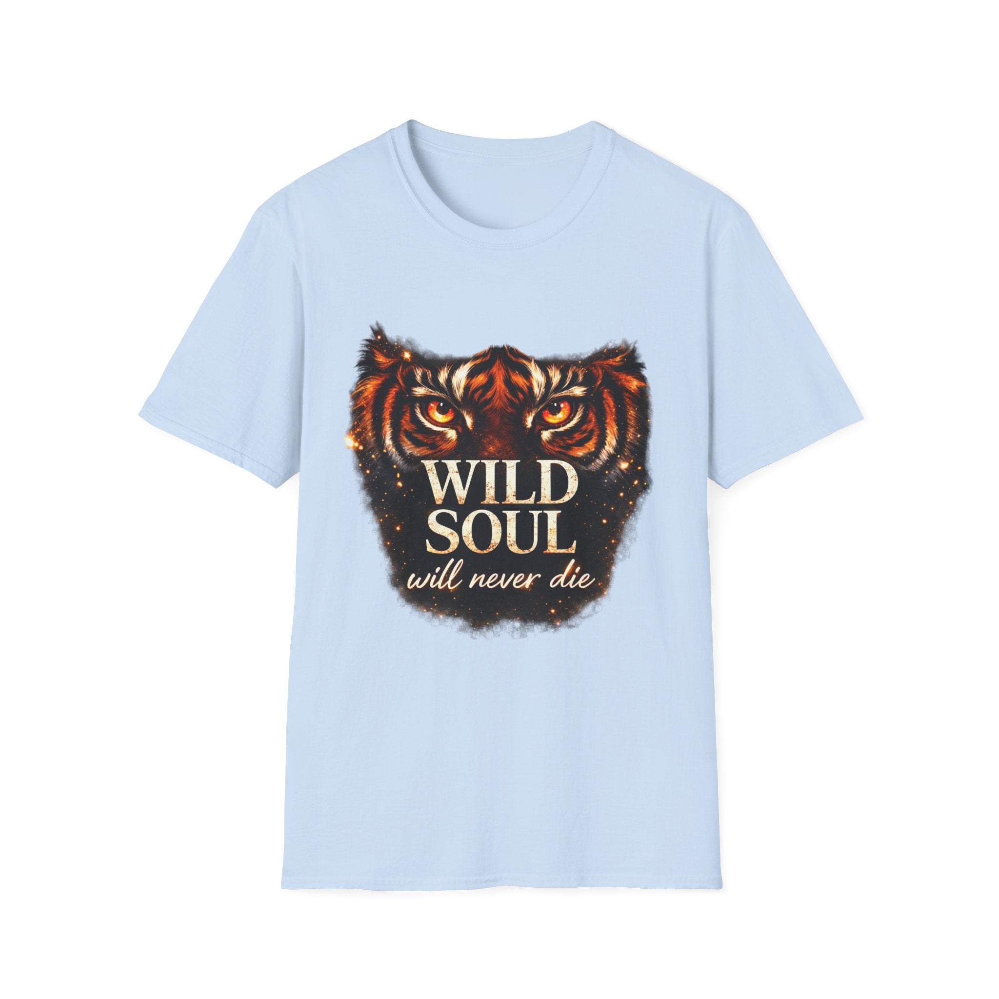 Wild Soul Tiger Eyes T-Shirt – Fierce Spirit Graphic Tee, Motivational Streetwear Shirt, Bold Animal Print Unisex Tee, Gift for Him & Her