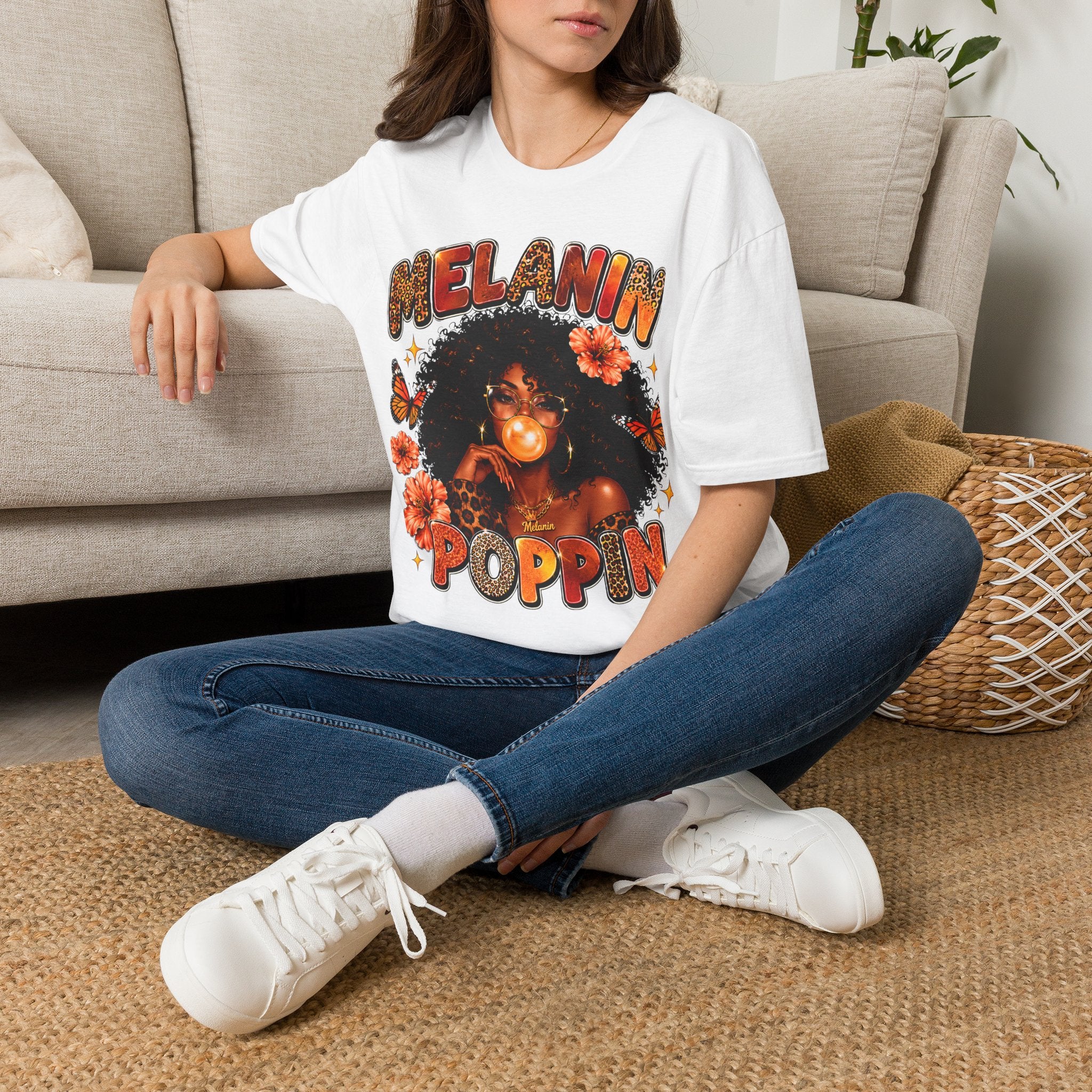 Melanin Poppin Shirt, Black Woman Afro T-Shirt, Leopard Print Melanin Tee, Empowerment Graphic Shirt, Black Girl Magic Gift