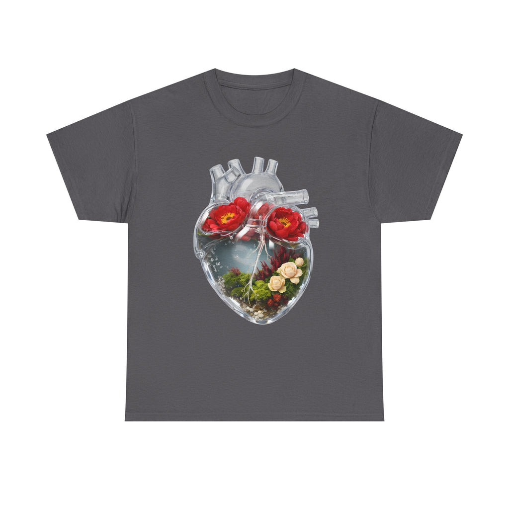 Floral Anatomical Heart T-Shirt — Botanical Heart Illustration Tee