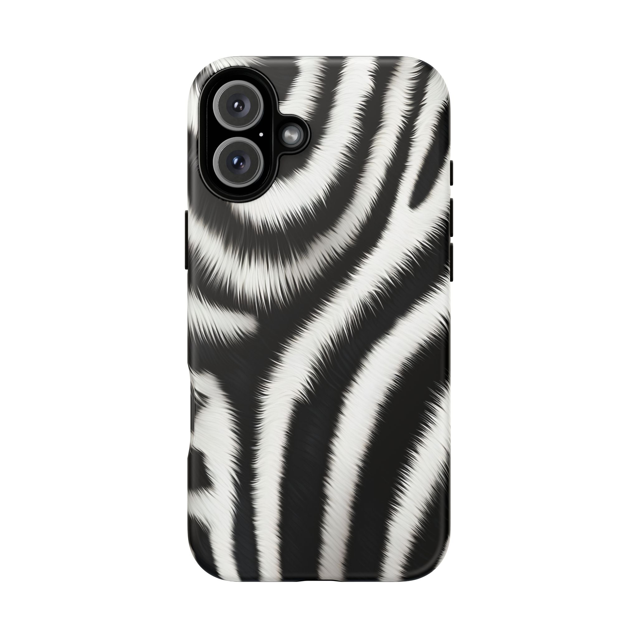 Zebra Print Tough Phone Case — Black & White Animal Pattern Protective Cover