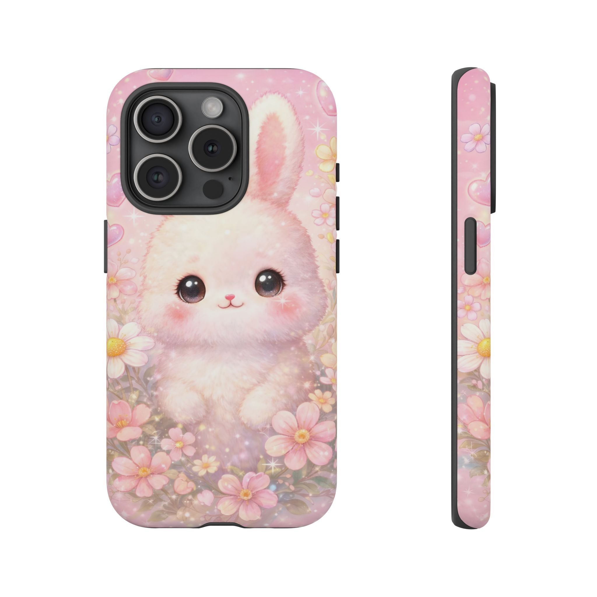 Kawaii Bunny Phone Case – Cute Pastel Bunny Floral Aesthetic iPhone Case, Adorable Kawaii Animal Phone Cover.