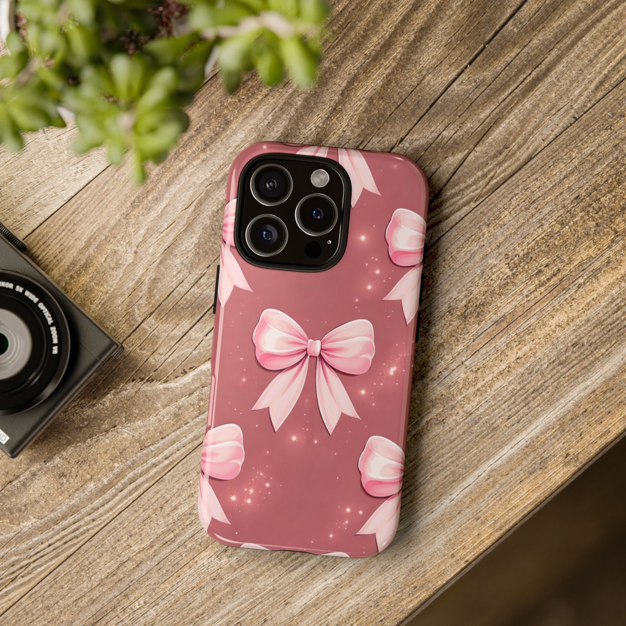 Pink Bow Phone Case, Coquette Aesthetic iPhone & Samsung Case, Cute Girly Pattern Case, Soft Girl Feminine Phone Cover
