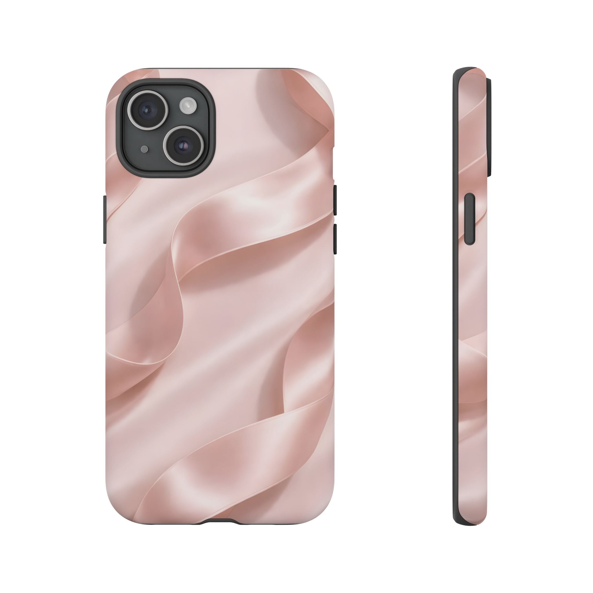Blush Pink Satin Ribbon Phone Case – Elegant Coquette Aesthetic Luxury iPhone Case, Feminine Designer Bow Phone Cover