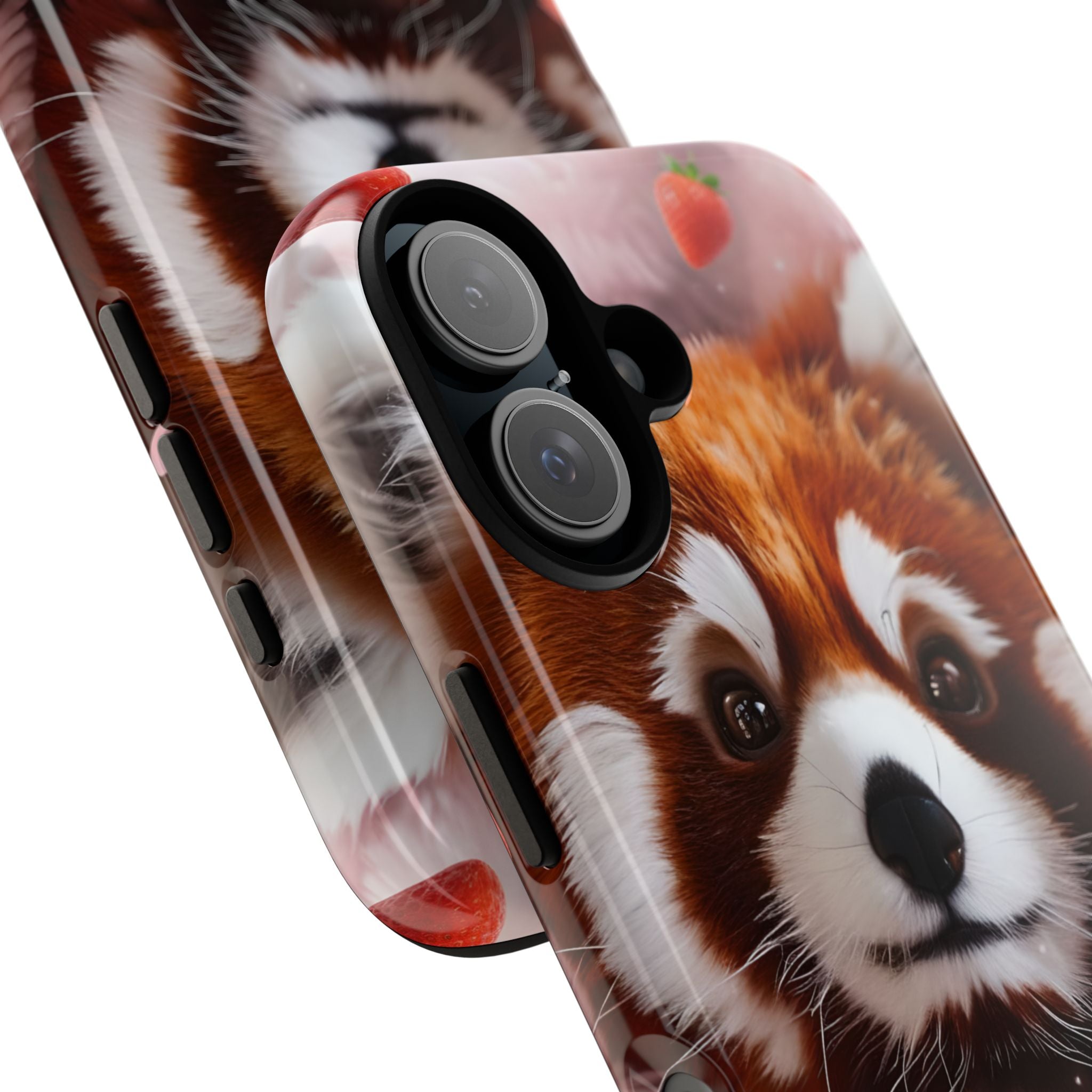 Red Panda with Strawberries Tough Phone Case — Cute Protective Phone Case