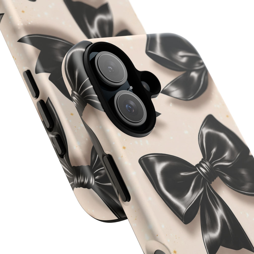 Black Bow Phone Case, Coquette Aesthetic iPhone & Samsung Case, Cute Girly Luxury Bow Cover, Feminine Minimalist Phone Case