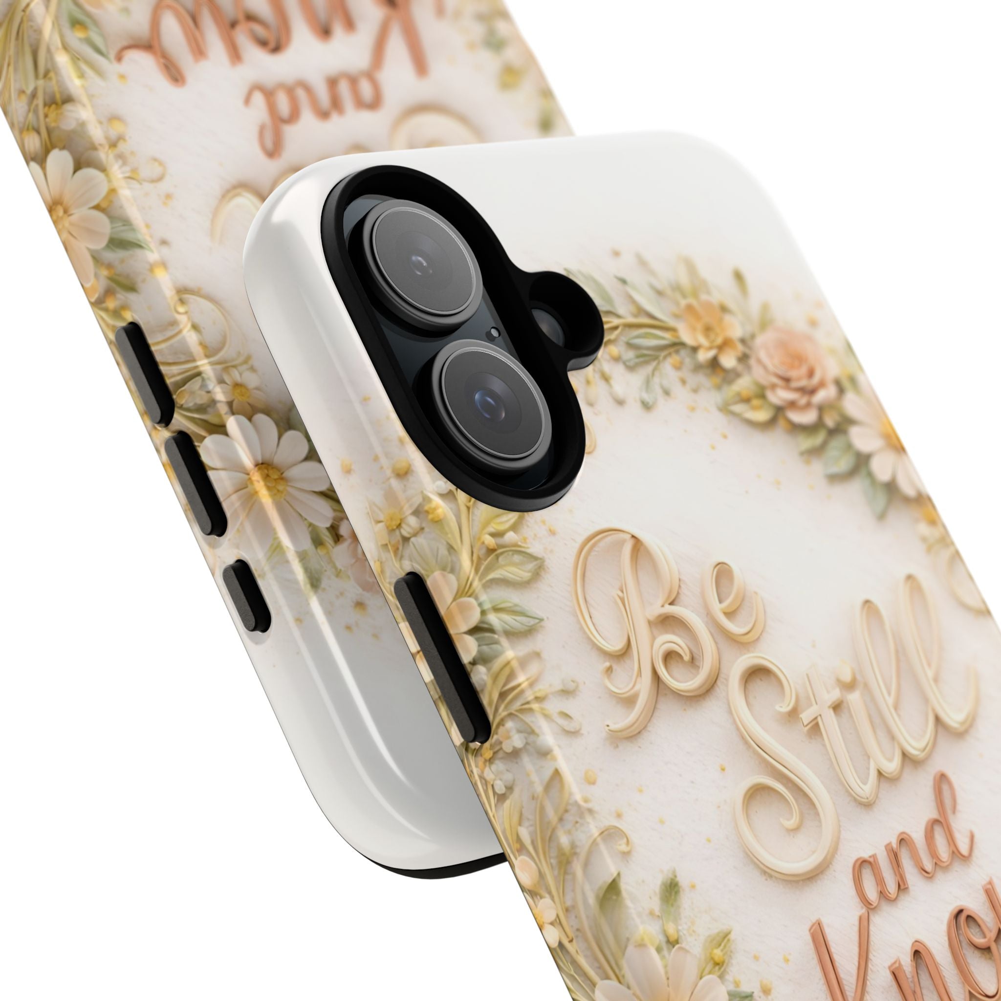 Be Still and Know Floral Tough Phone Case — Protective iPhone Case with Inspirational Quote