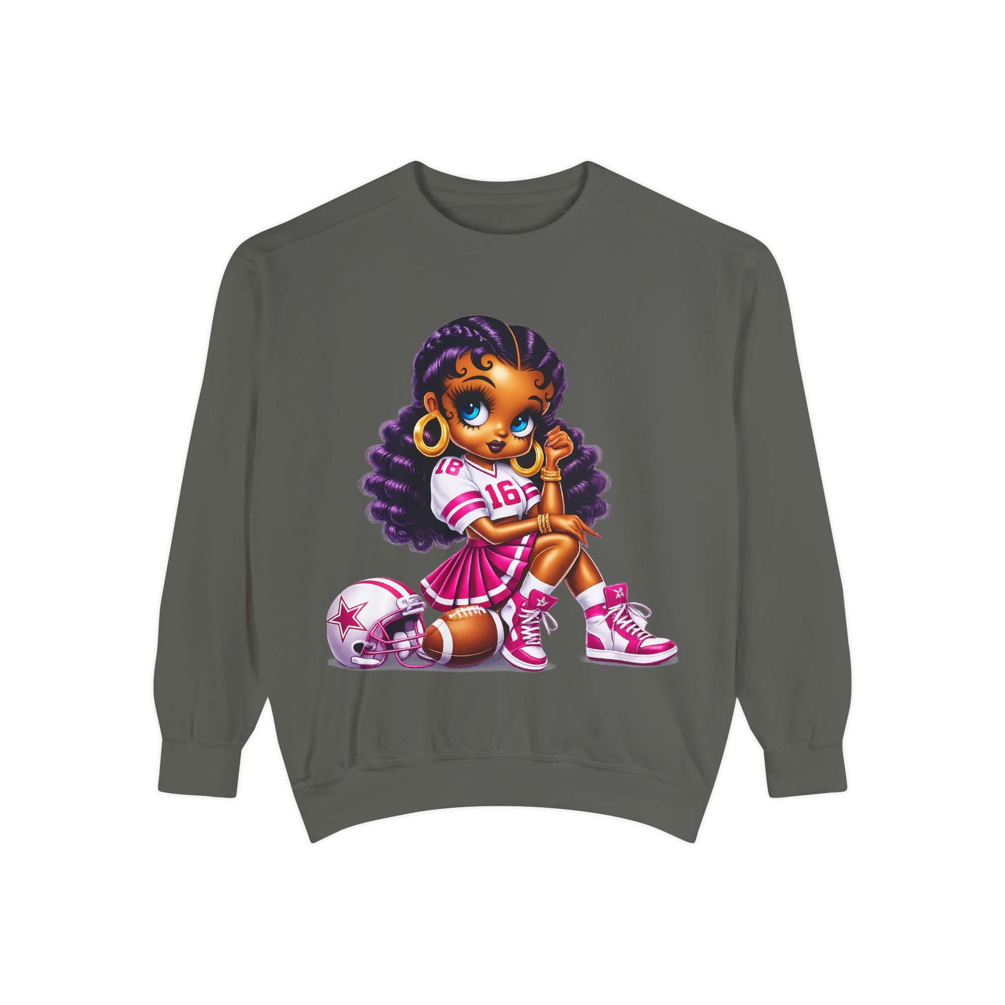 Fuchsia Football Girl Shirt – Cute Black Girl Sports Graphic Tee, Pink Cheerleader Outfit, Trendy Game Day Women’s Shirt, Girly Athlete T-Shirt