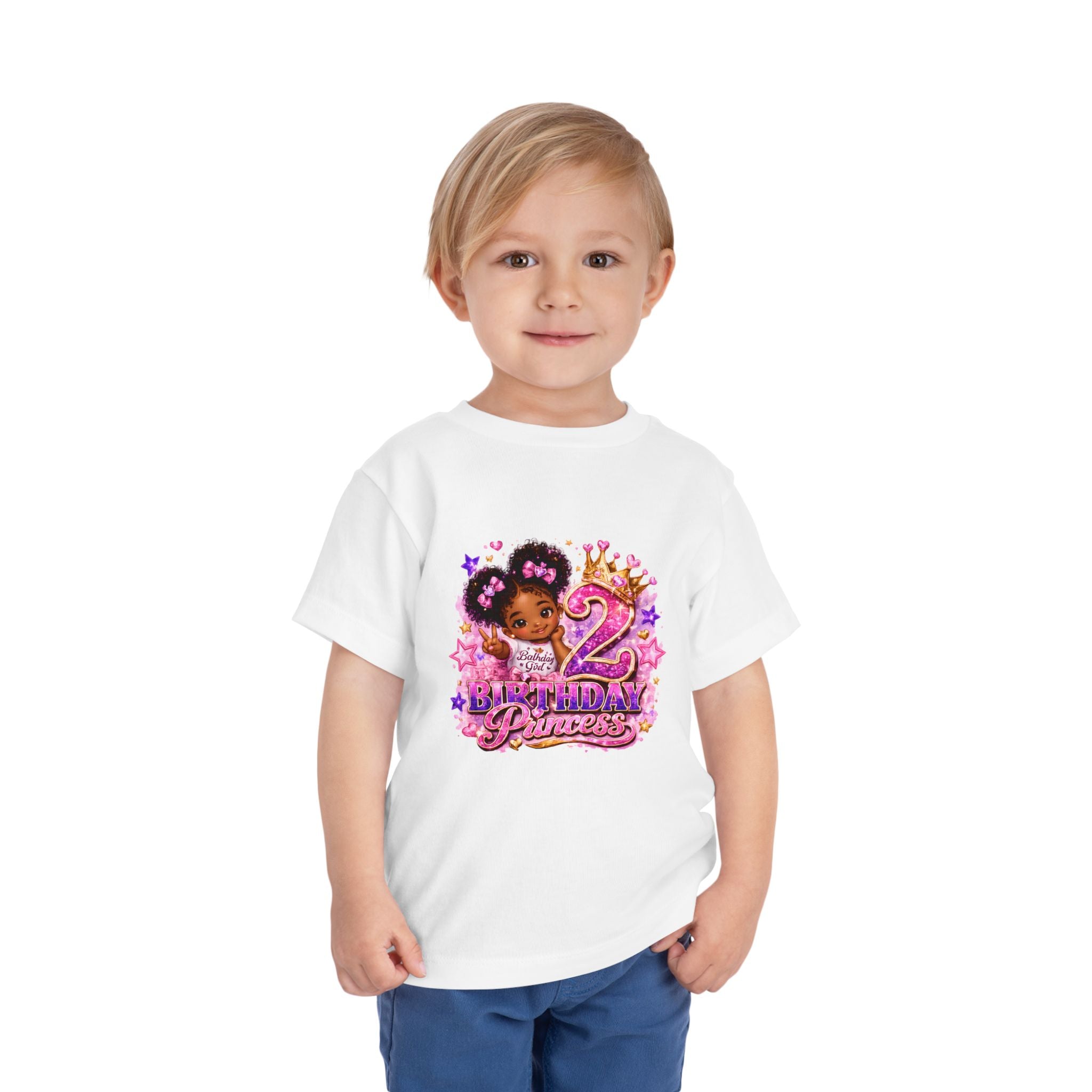 2nd Birthday Princess Toddler Tee — Pink Sparkle Princess Graphic Shirt