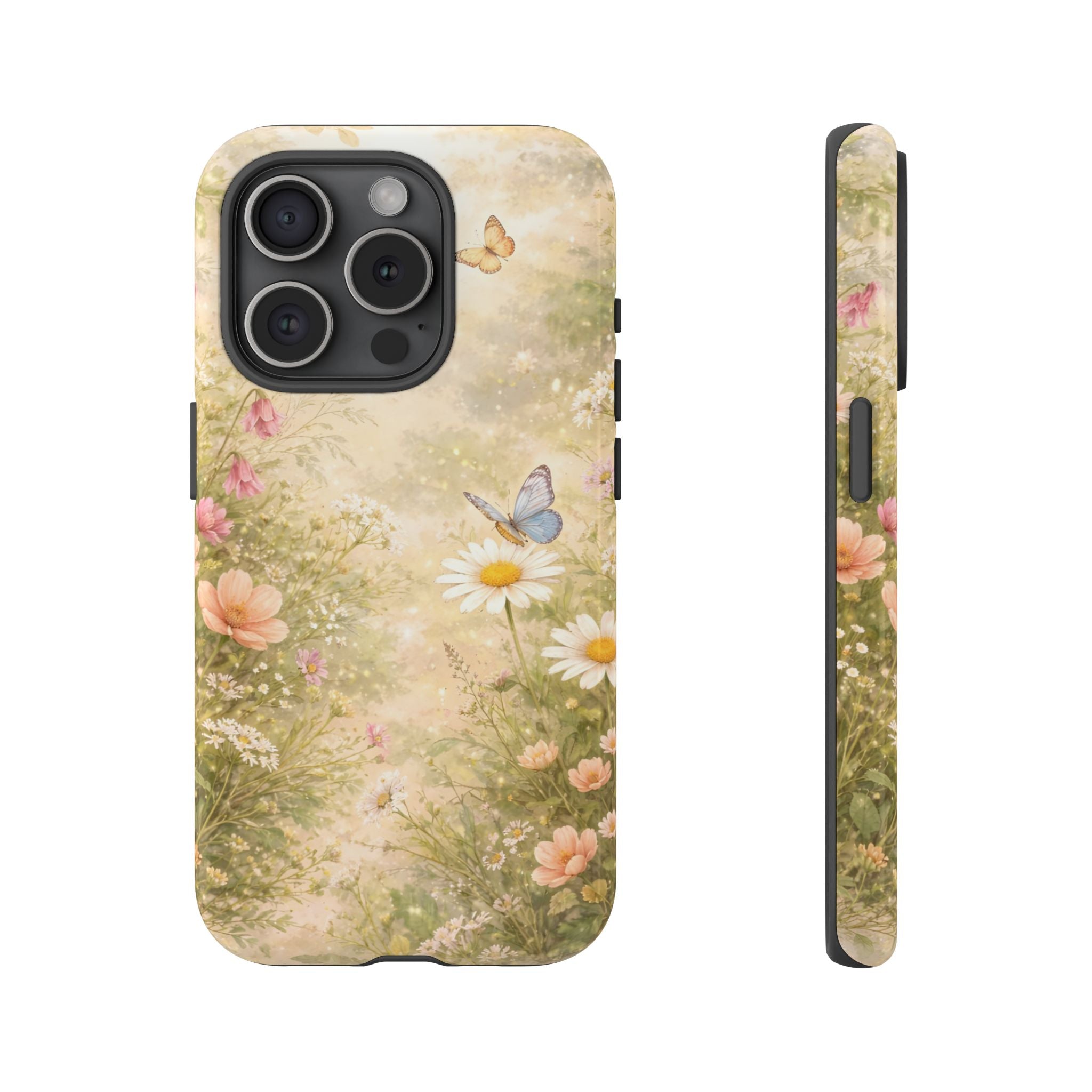 Cottagecore Wildflower Butterfly Phone Case – Vintage Floral Nature Aesthetic iPhone Case, Dreamy Woodland Flower Phone Cover