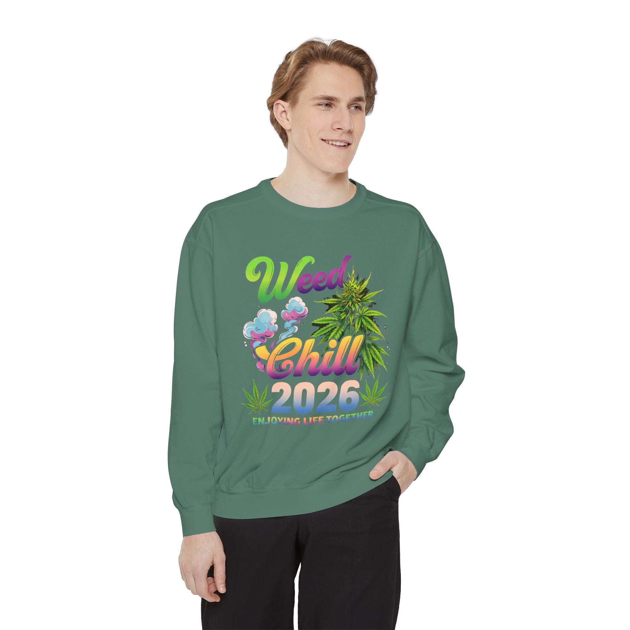 Weed Chill 2026 Sweatshirt – Funny Stoner Crewneck, Cannabis Lifestyle Sweatshirt, 420 Graphic Pullover, Chill Vibes Streetwear, Unisex