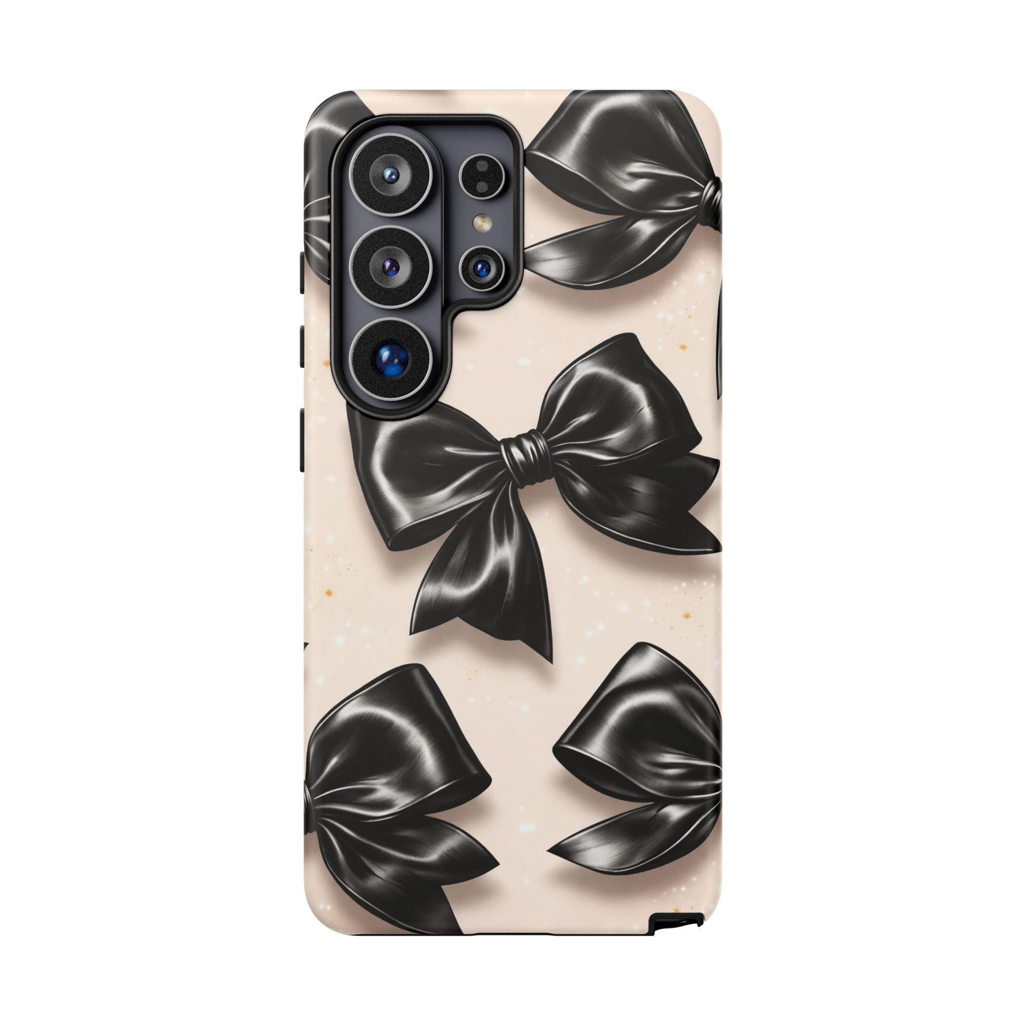 Black Bow Phone Case, Coquette Aesthetic iPhone & Samsung Case, Cute Girly Luxury Bow Cover, Feminine Minimalist Phone Case