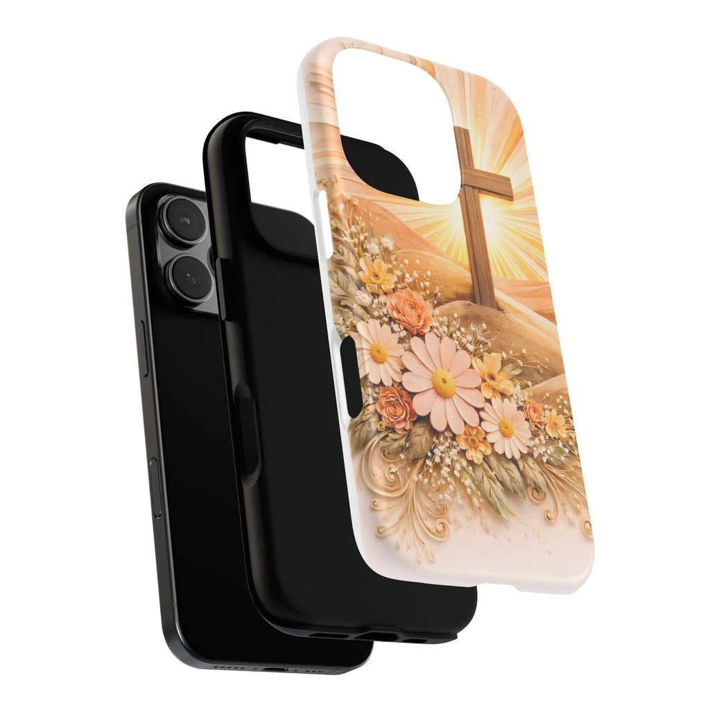 Religious Phone Case — Cross & Sunrise Floral iPhone Cover
