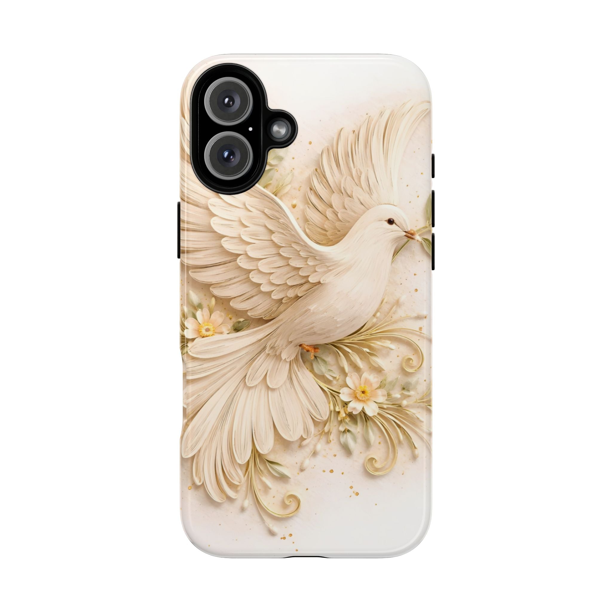 Dove Protection Phone Case — Elegant White Dove Floral iPhone Cover