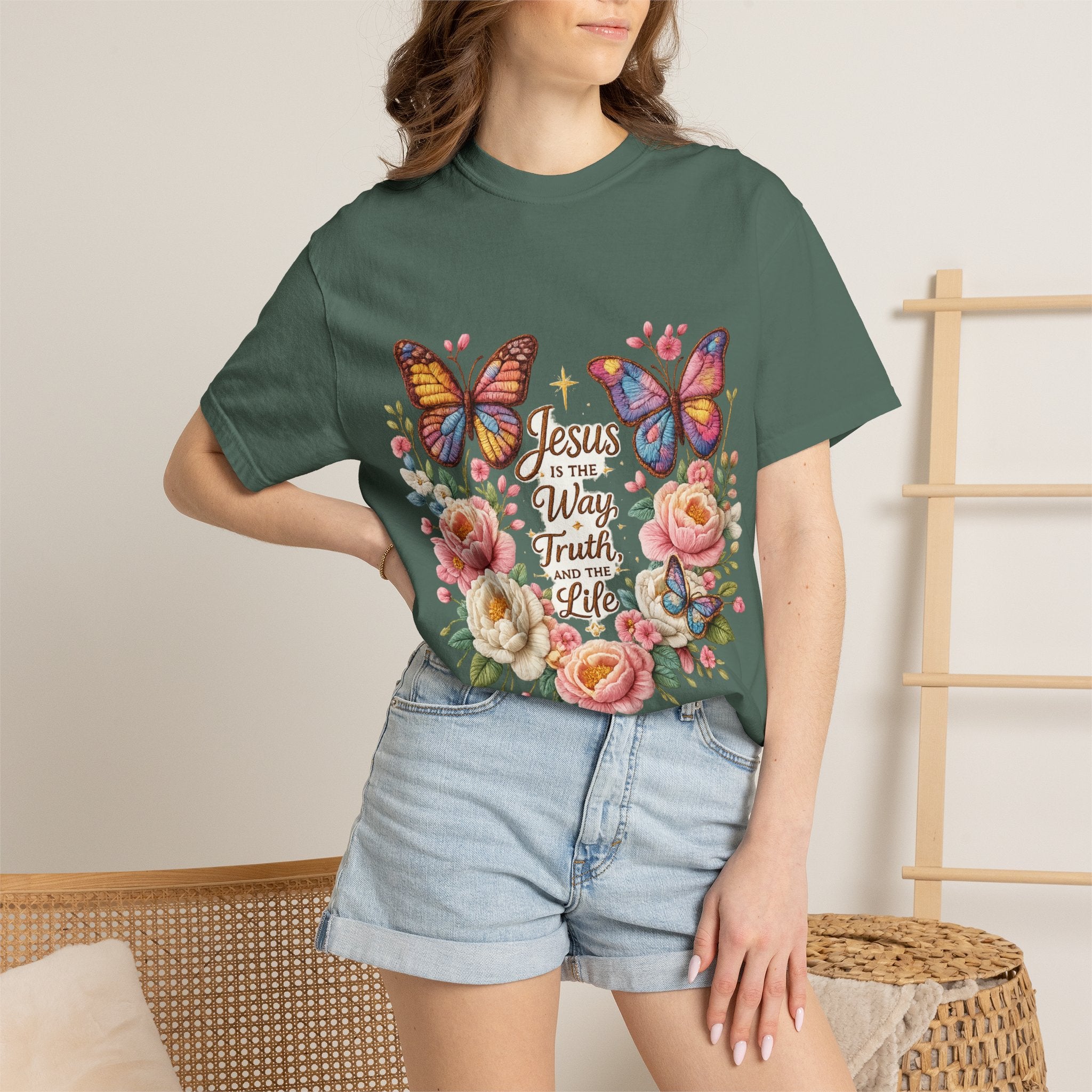 The One in Me Is Greater Shirt – Christian Crochet Style Graphic Tee, Faith Based Inspirational Bible Verse Shirt, Cute Religious Gift for Women