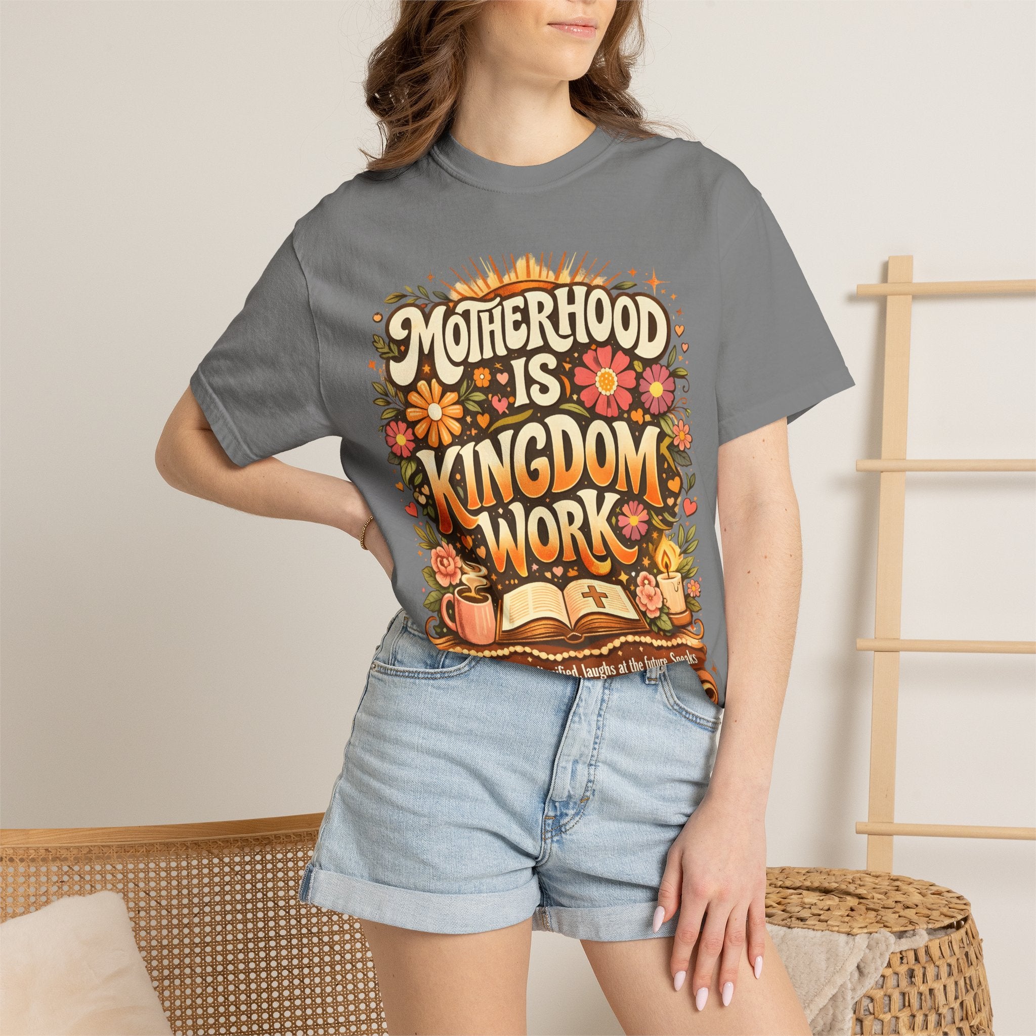 Motherhood Is Kingdom Work T-Shirt — Christian Mom Graphic Tee (Proverbs 31:27)