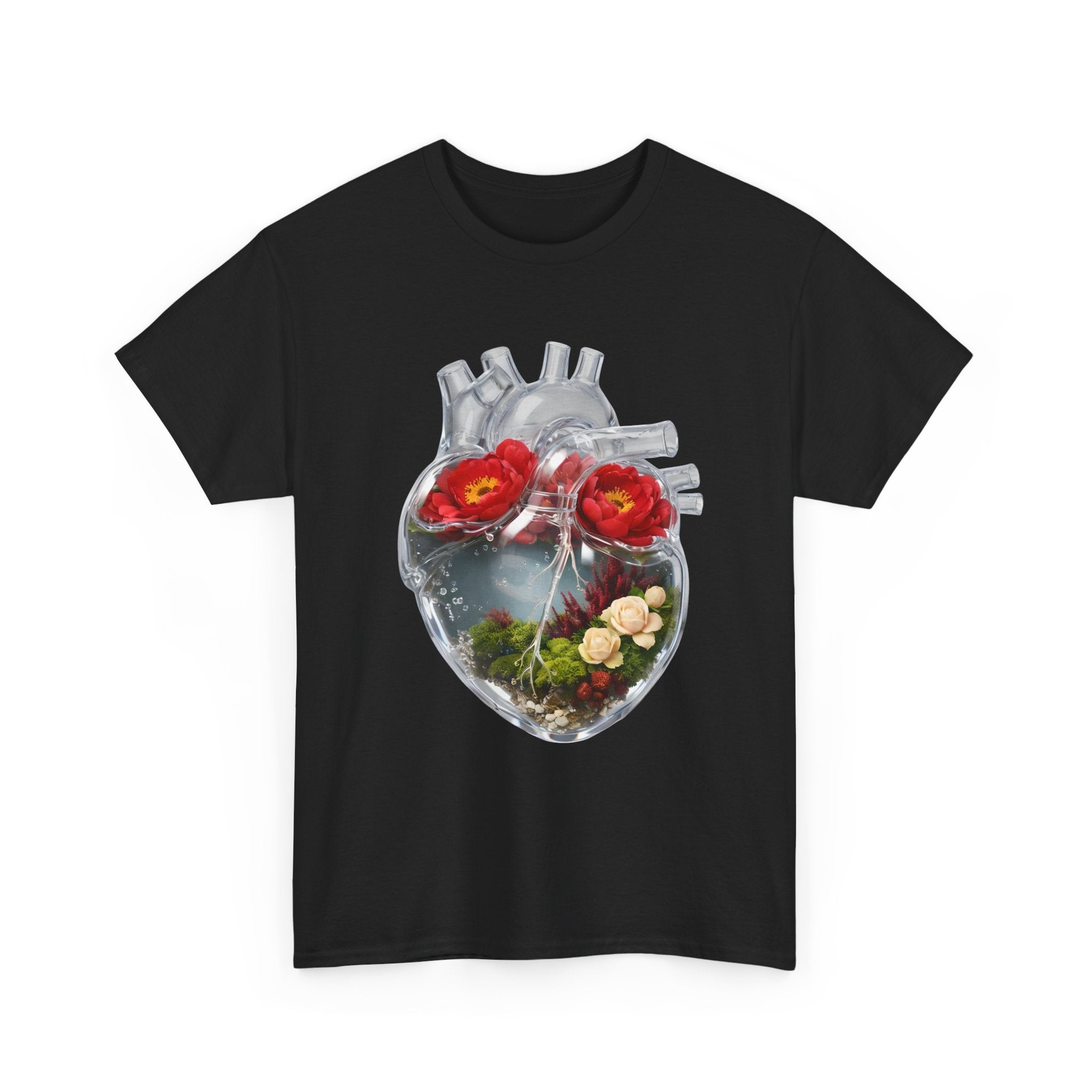 Floral Anatomical Heart T-Shirt — Botanical Heart Illustration Tee
