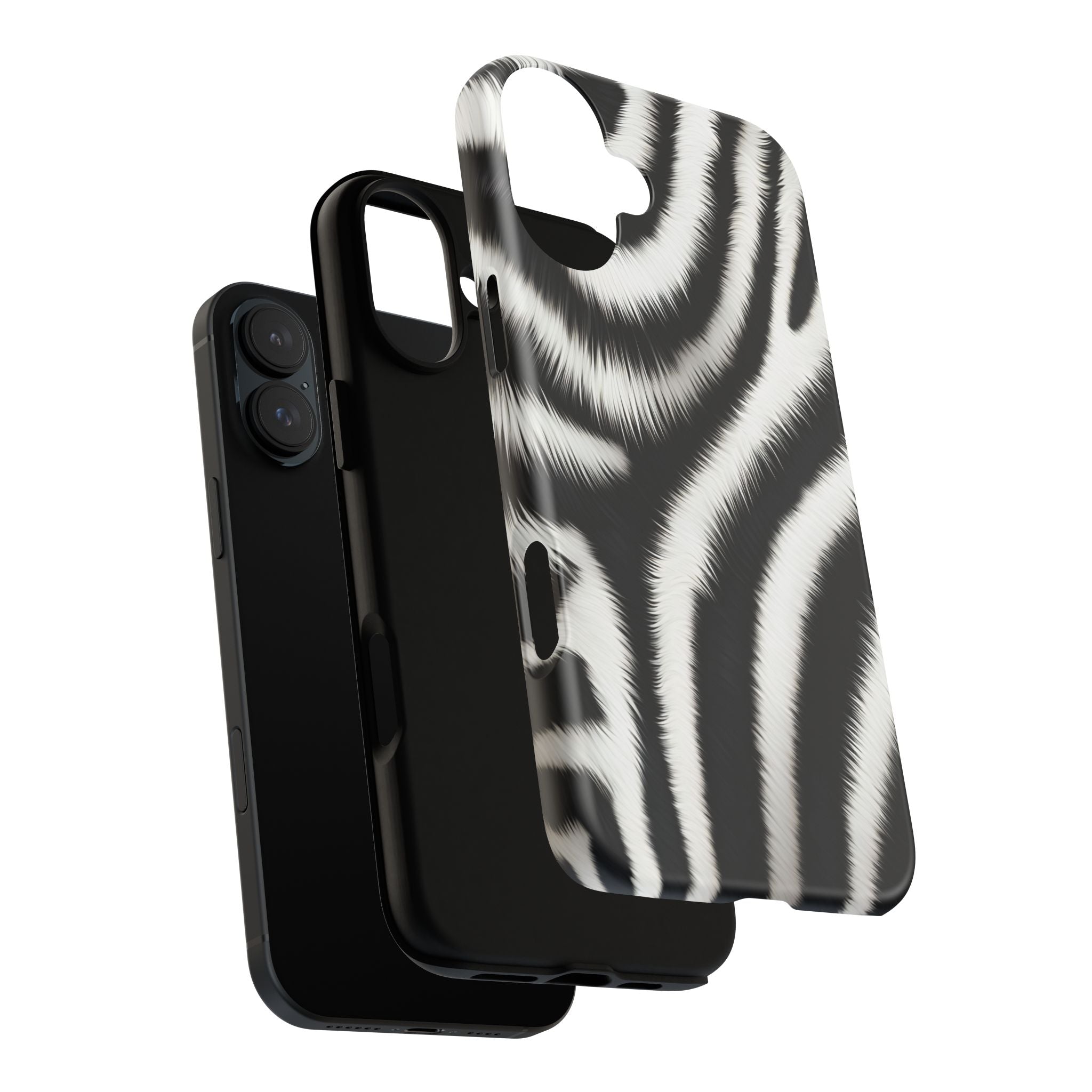 Zebra Print Tough Phone Case — Black & White Animal Pattern Protective Cover