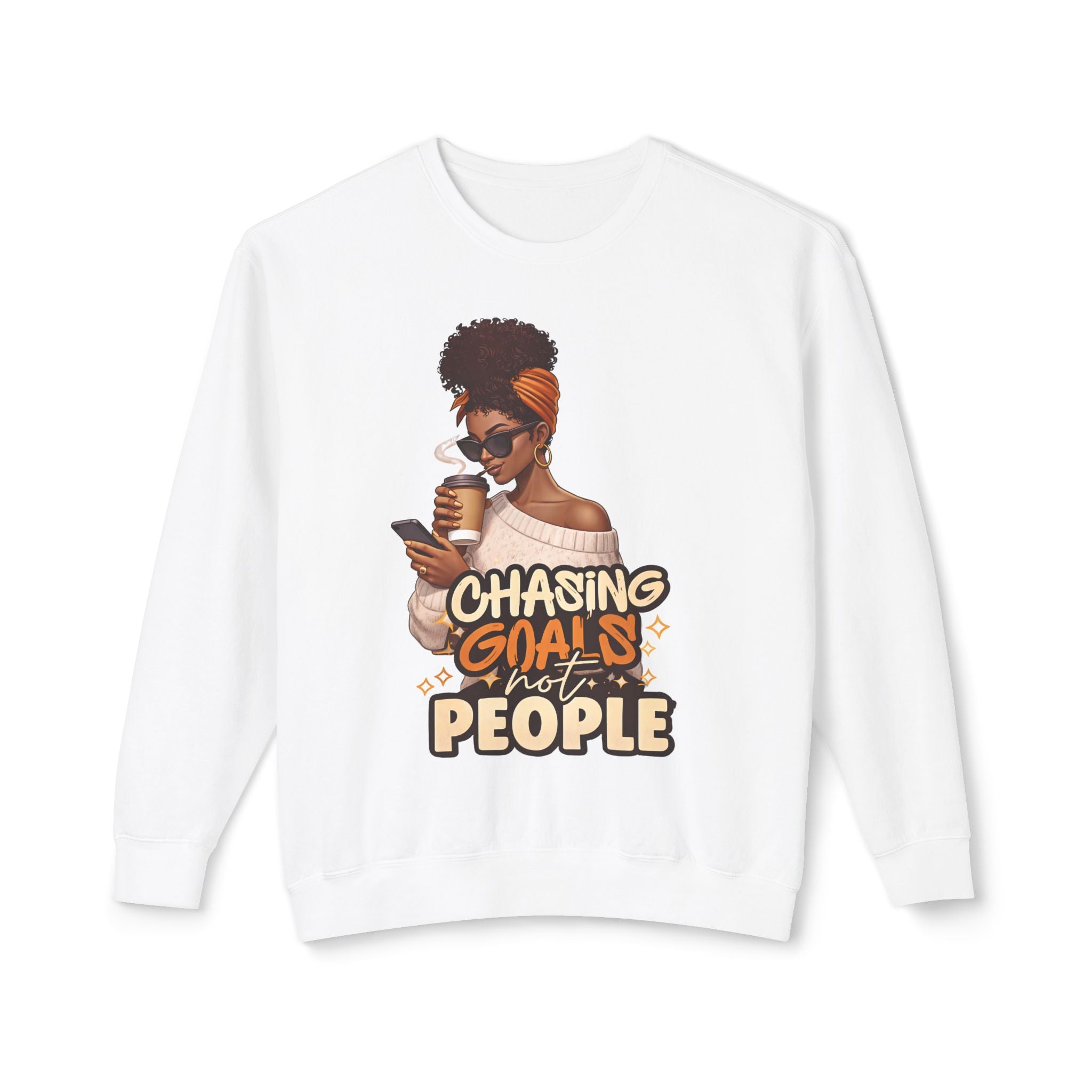 Chasing Goals Not People Hoodie – Motivational Aesthetic Black Woman Graphic Hoodie, Cozy Neutral Streetwear, Empowered Women Sweatshirt