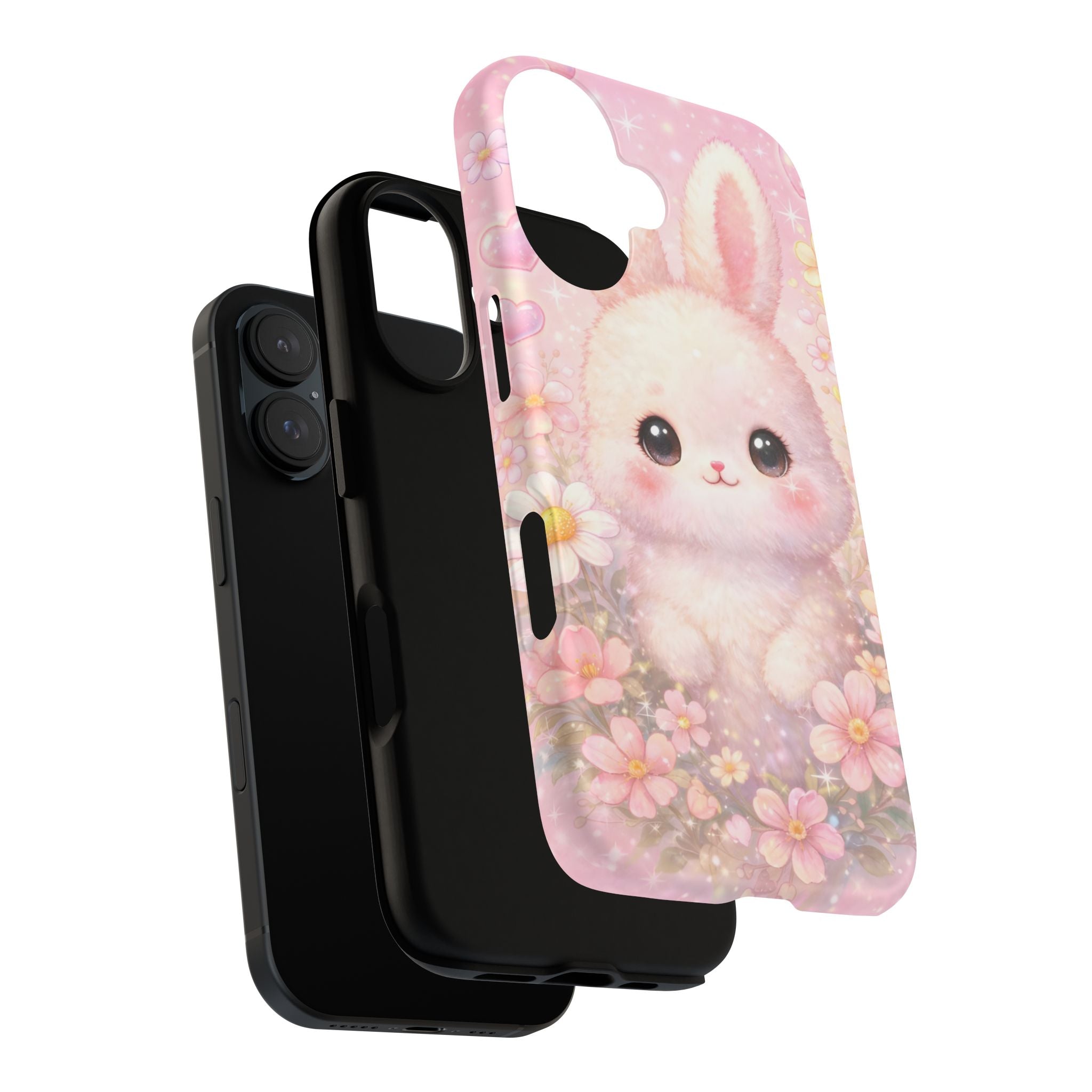 Kawaii Bunny Phone Case – Cute Pastel Bunny Floral Aesthetic iPhone Case, Adorable Kawaii Animal Phone Cover.