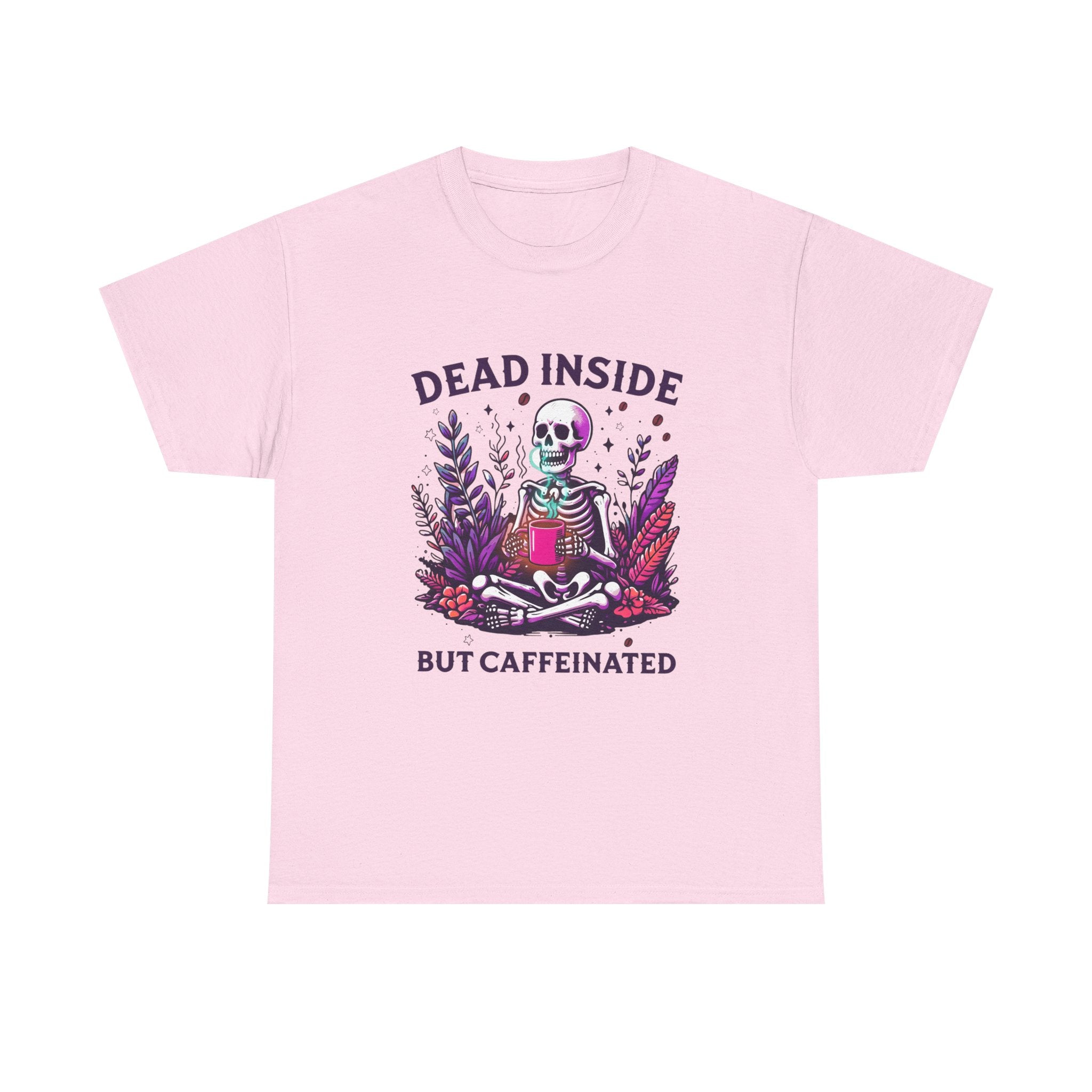 Dead Inside But Caffeinated T-Shirt – Funny Skeleton Coffee Tee