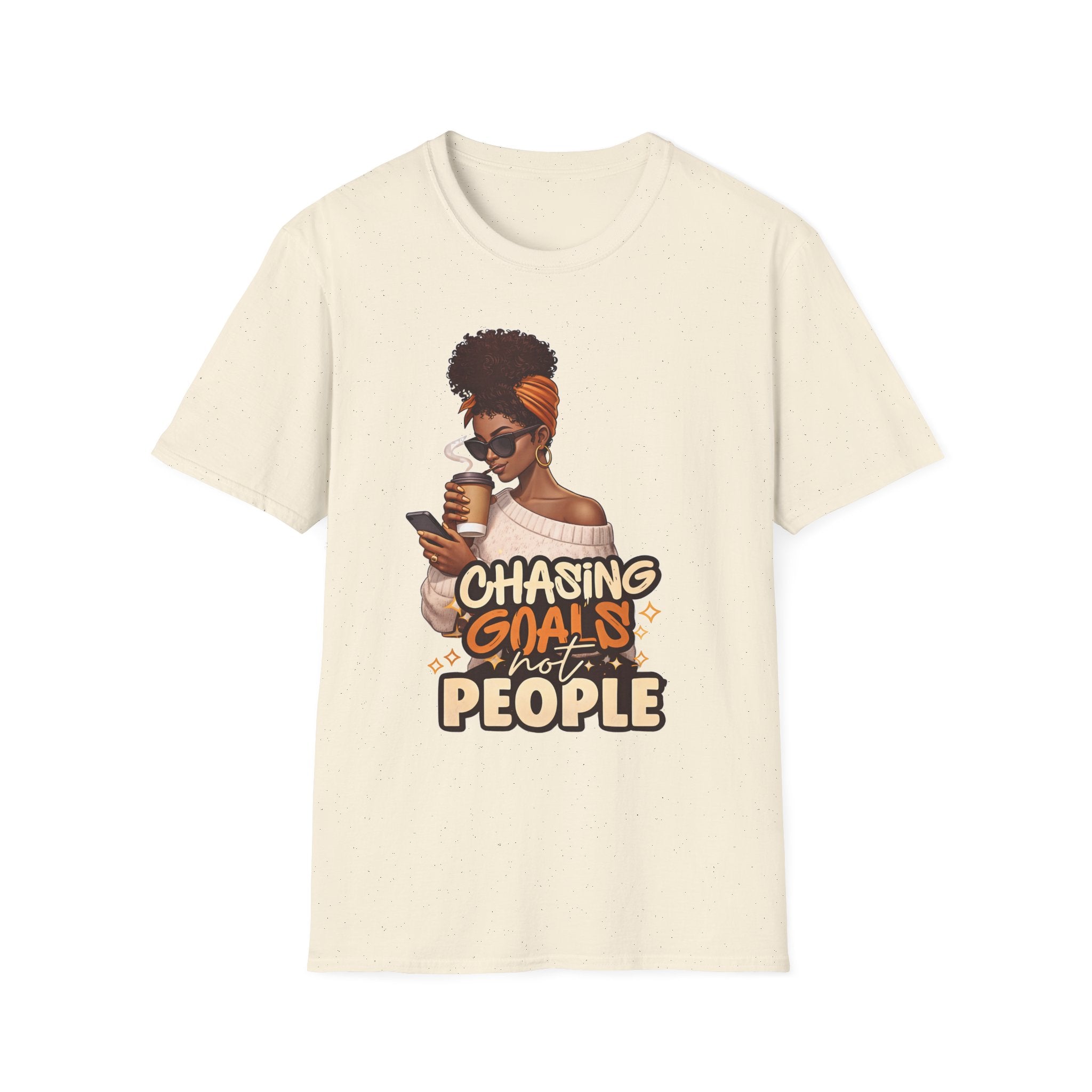 Chasing Goals Not People T-Shirt — Motivational Afro Woman Graphic Tee
