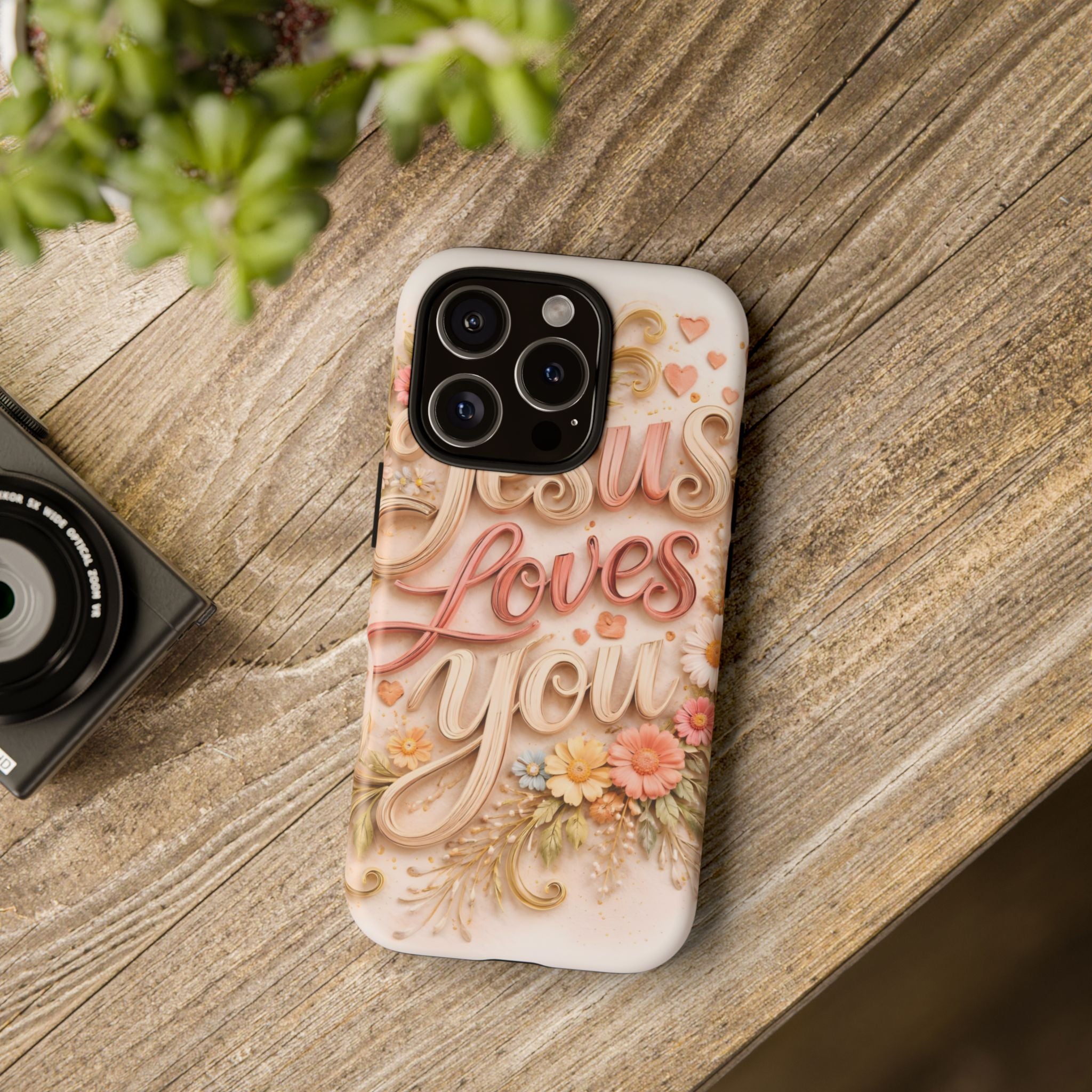 Phone Case — "Jesus Loves You" Floral Pastel Protective Cover