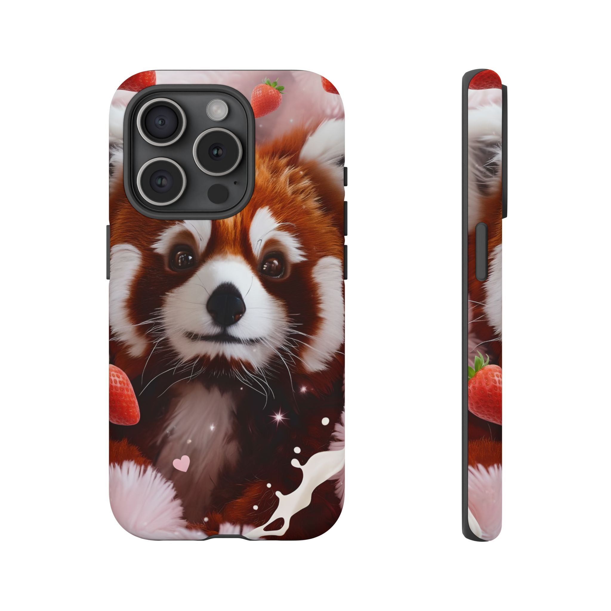 Red Panda with Strawberries Tough Phone Case — Cute Protective Phone Case