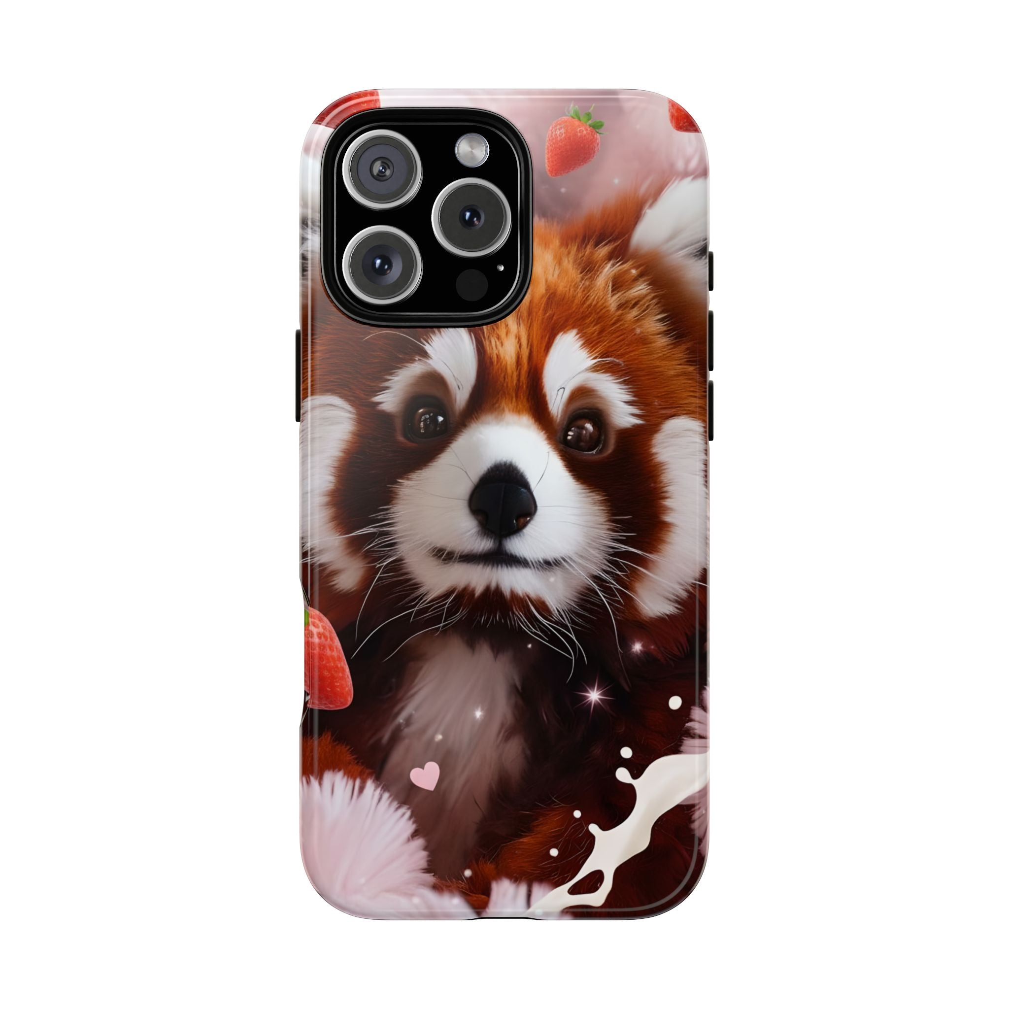Red Panda with Strawberries Tough Phone Case — Cute Protective Phone Case