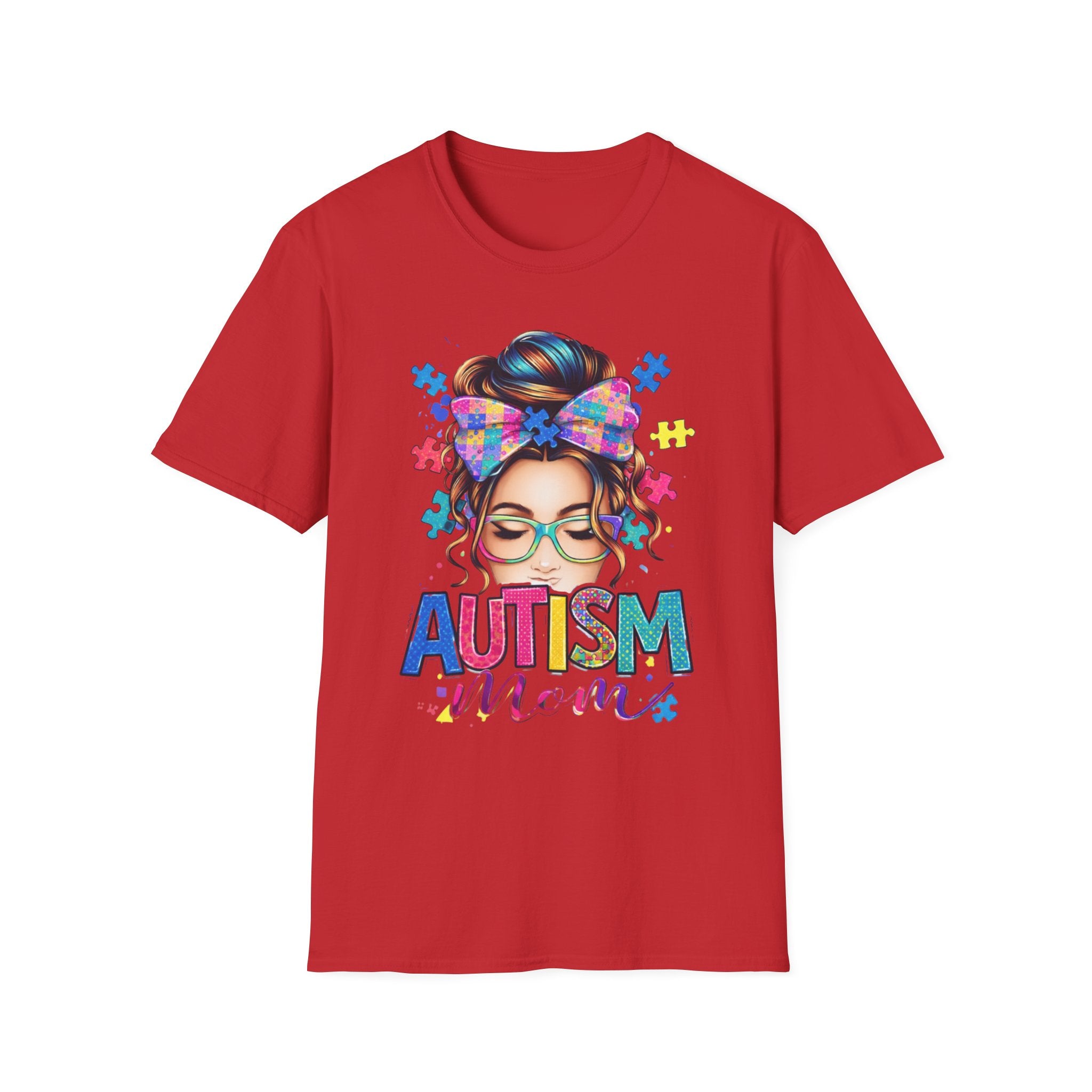Autism Mom T-Shirt — Colorful Puzzle Heart Design for Proud Moms