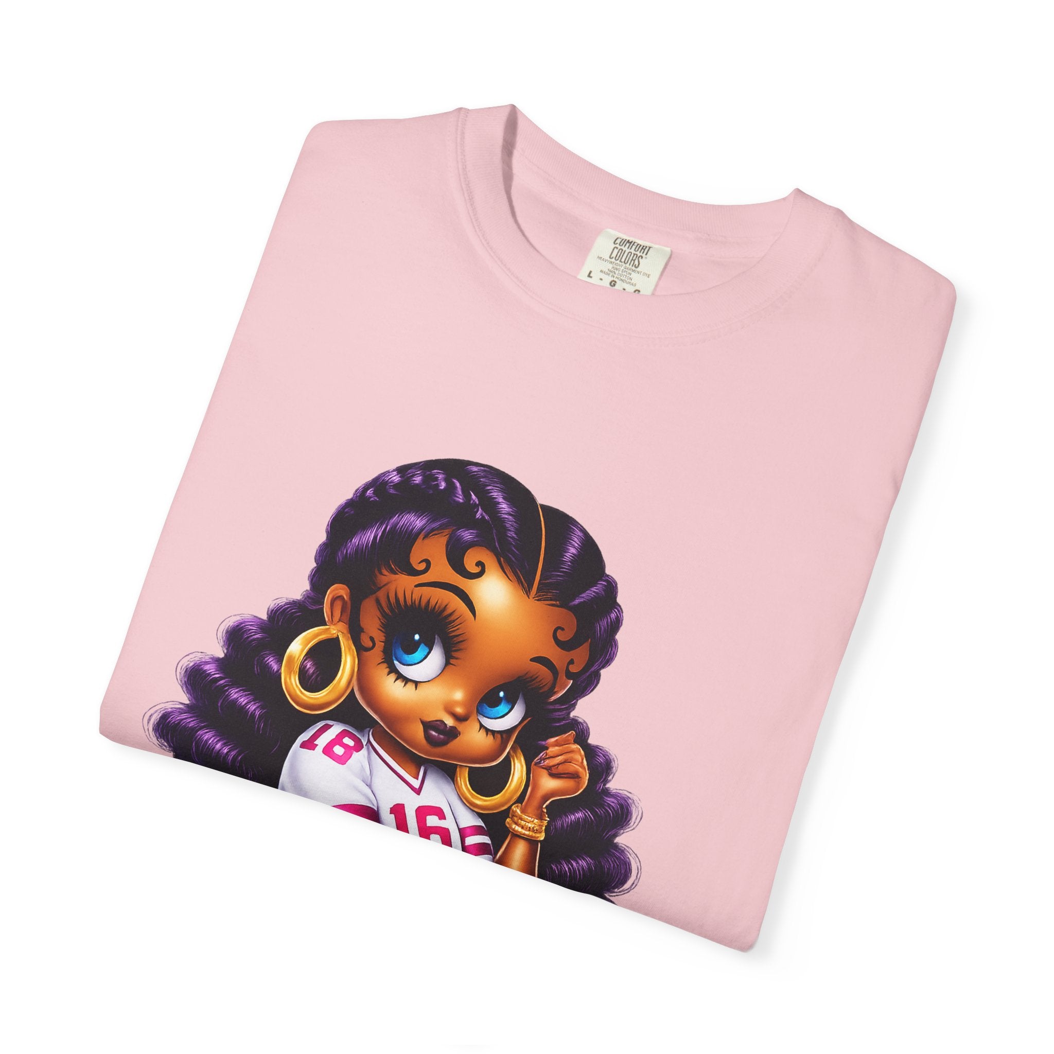 Fuchsia Football Girl Shirt – Cute Black Girl Sports Graphic Tee, Pink Cheerleader Outfit, Trendy Game Day Women’s Shirt, Girly Athlete T-Shirt