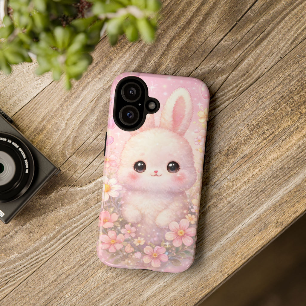 Kawaii Bunny Phone Case – Cute Pastel Bunny Floral Aesthetic iPhone Case, Adorable Kawaii Animal Phone Cover.