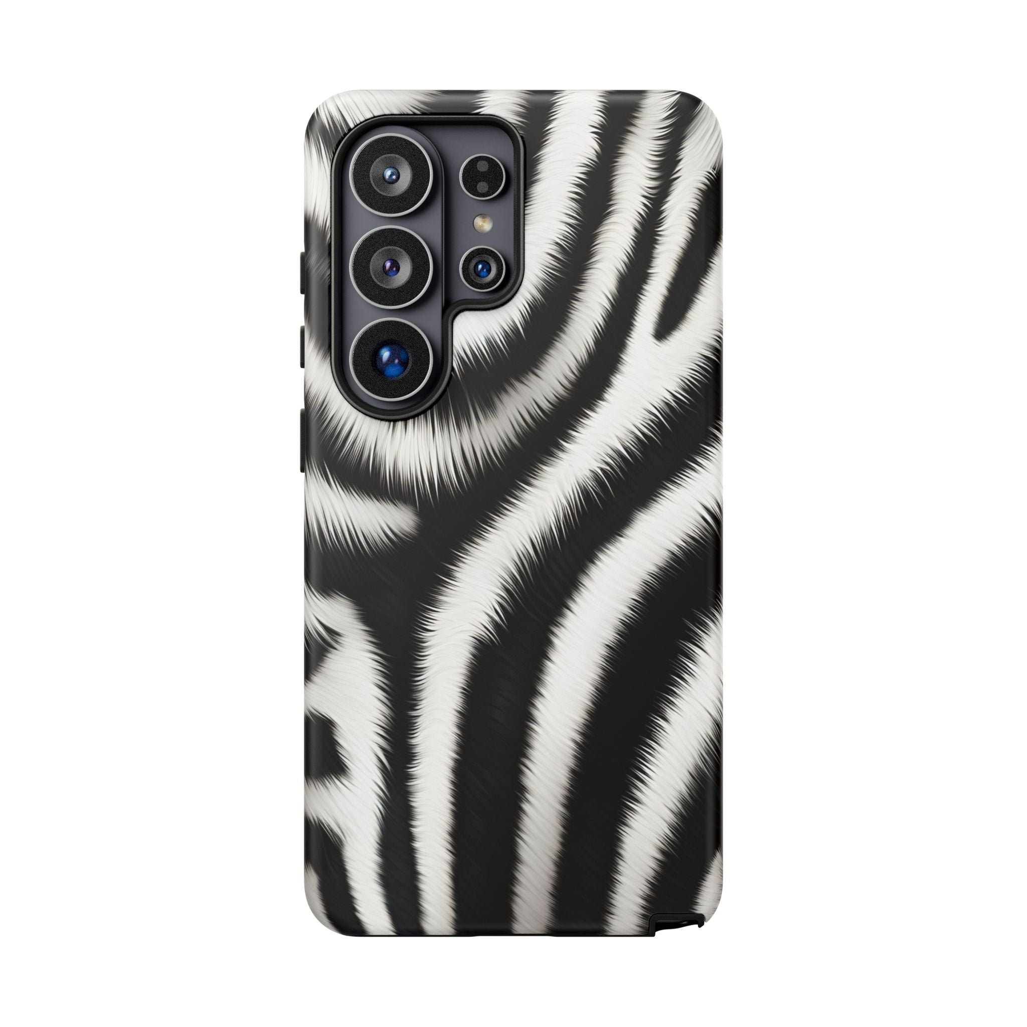 Zebra Print Tough Phone Case — Black & White Animal Pattern Protective Cover