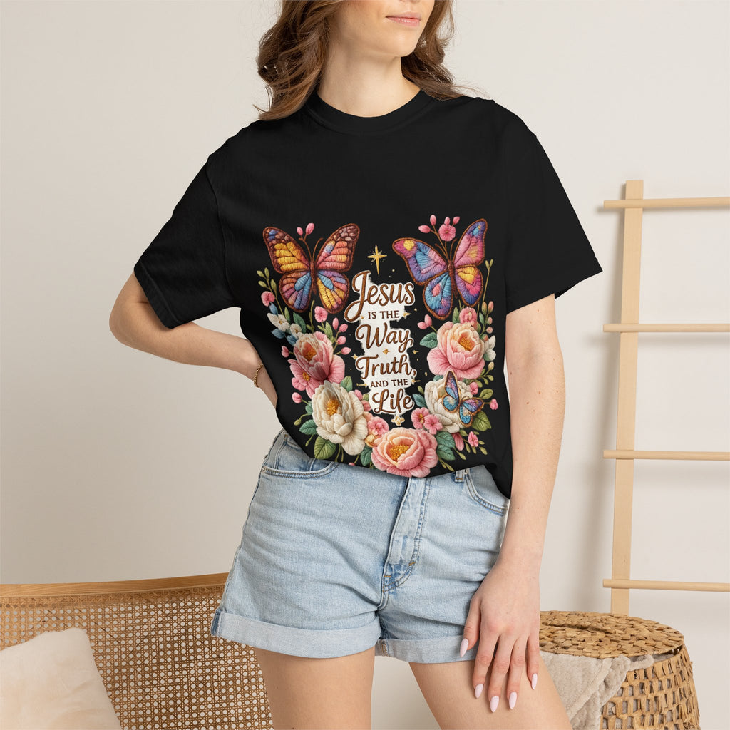 The One in Me Is Greater Shirt – Christian Crochet Style Graphic Tee, Faith Based Inspirational Bible Verse Shirt, Cute Religious Gift for Women