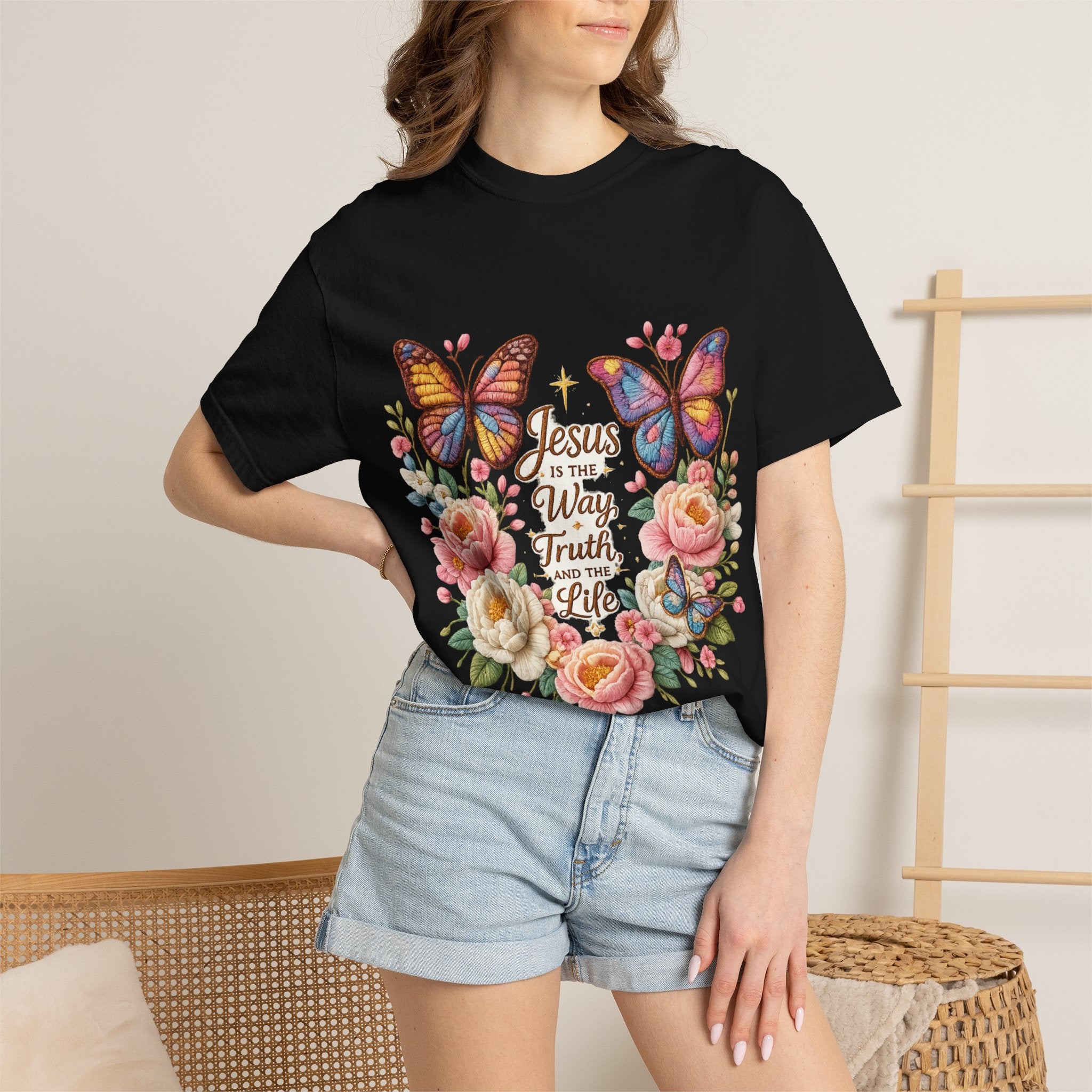 The One in Me Is Greater Shirt – Christian Crochet Style Graphic Tee, Faith Based Inspirational Bible Verse Shirt, Cute Religious Gift for Women