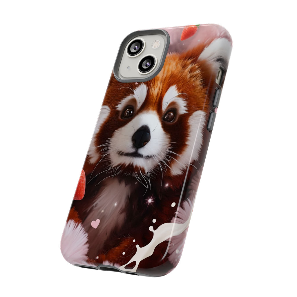 Red Panda with Strawberries Tough Phone Case — Cute Protective Phone Case