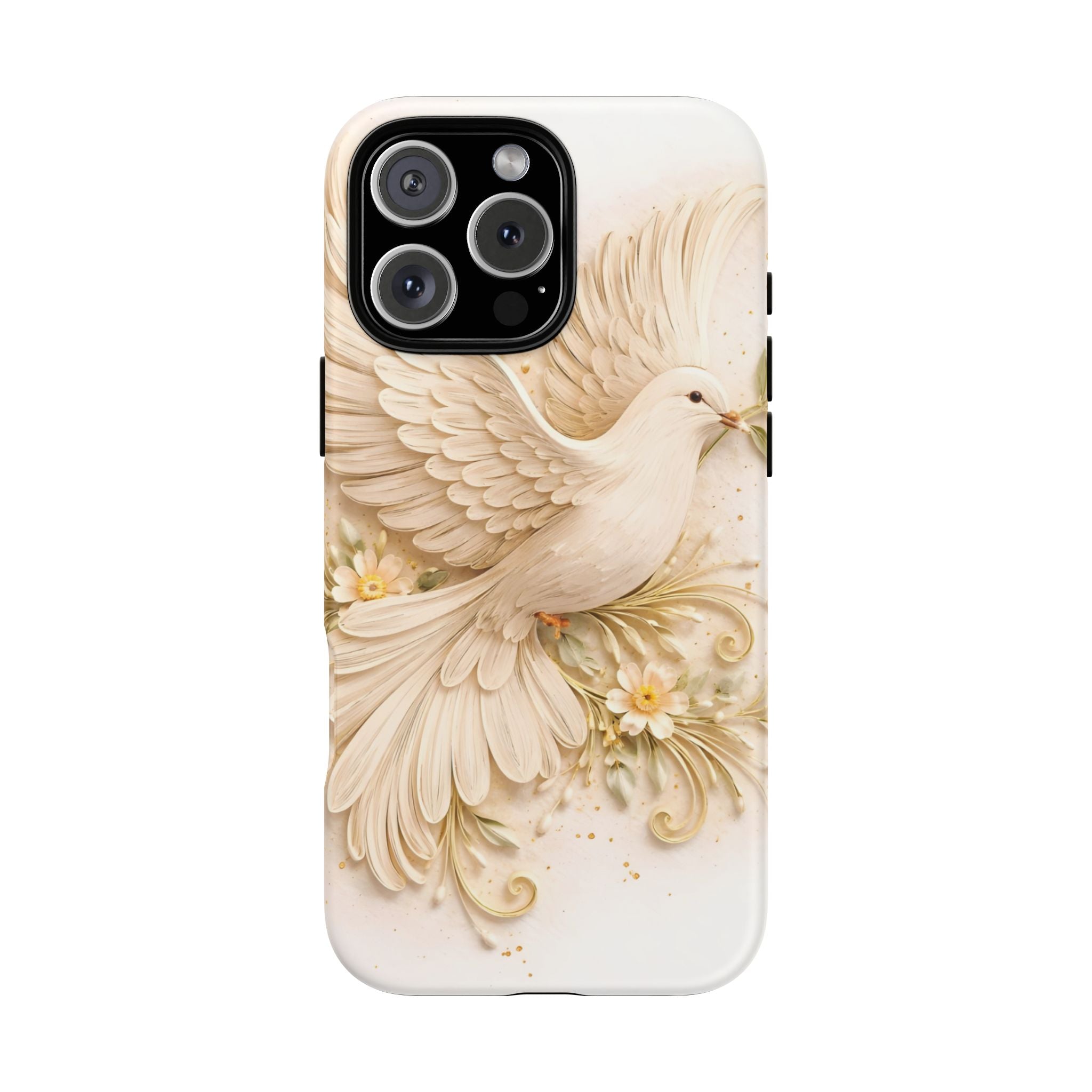 Dove Protection Phone Case — Elegant White Dove Floral iPhone Cover