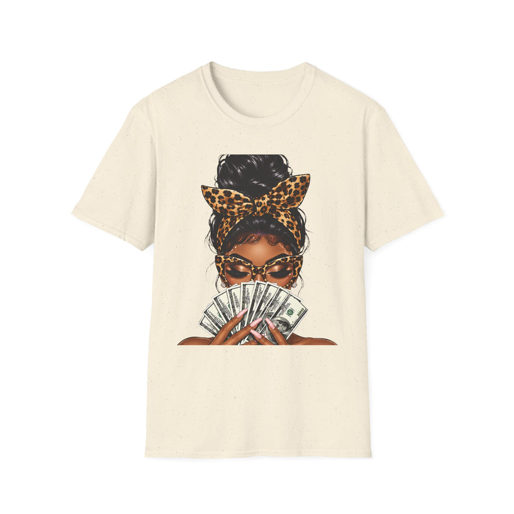 Boss Babe Money Shirt, Leopard Print Glam Girl T-Shirt, Black Woman Money Graphic Tee, Bougie Rich Auntie Shirt