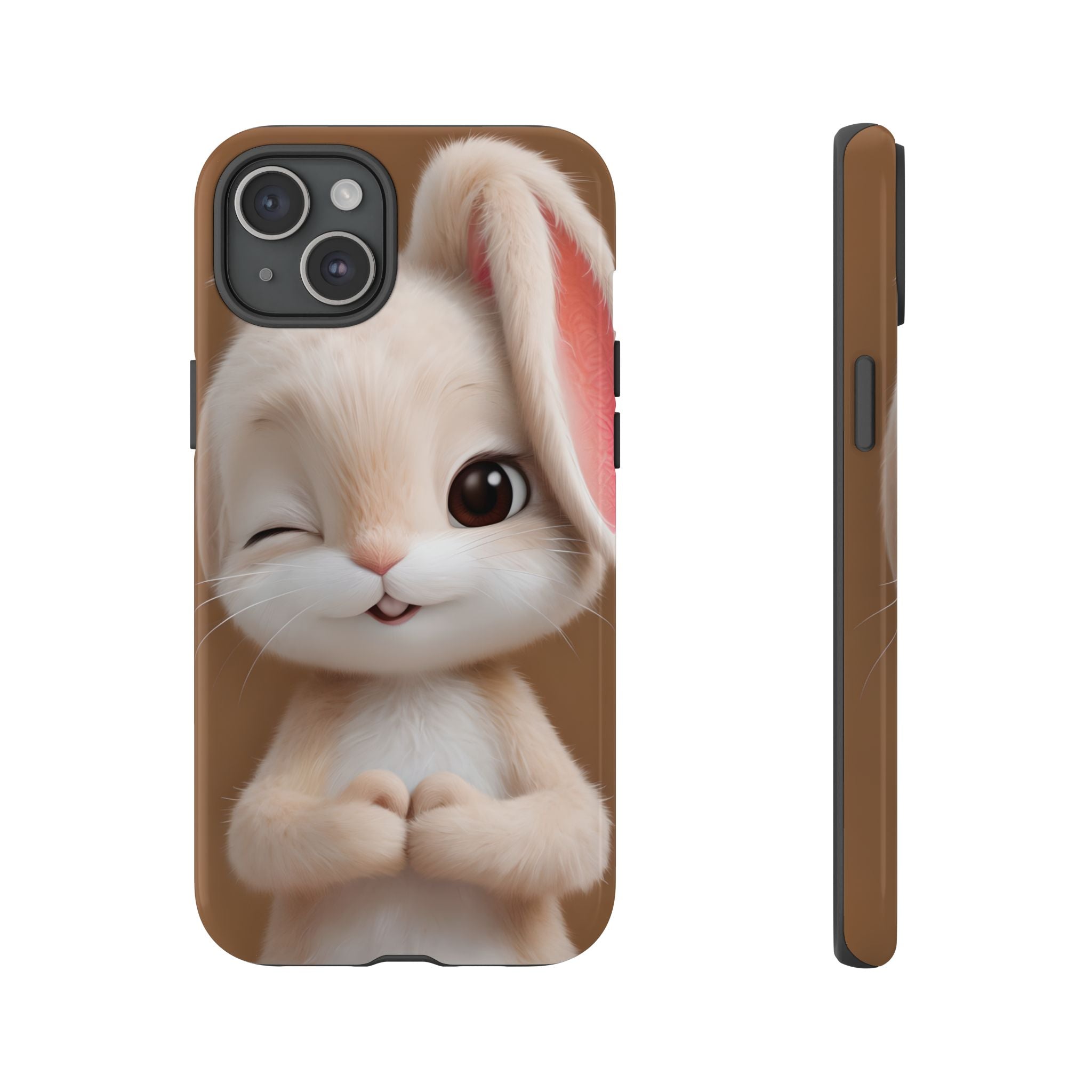 Adorable Kawaii Bunny Phone Case – Cute Winking Rabbit Aesthetic Case – Soft Pastel Bunny Cover – Gift for Bunny Lovers.
