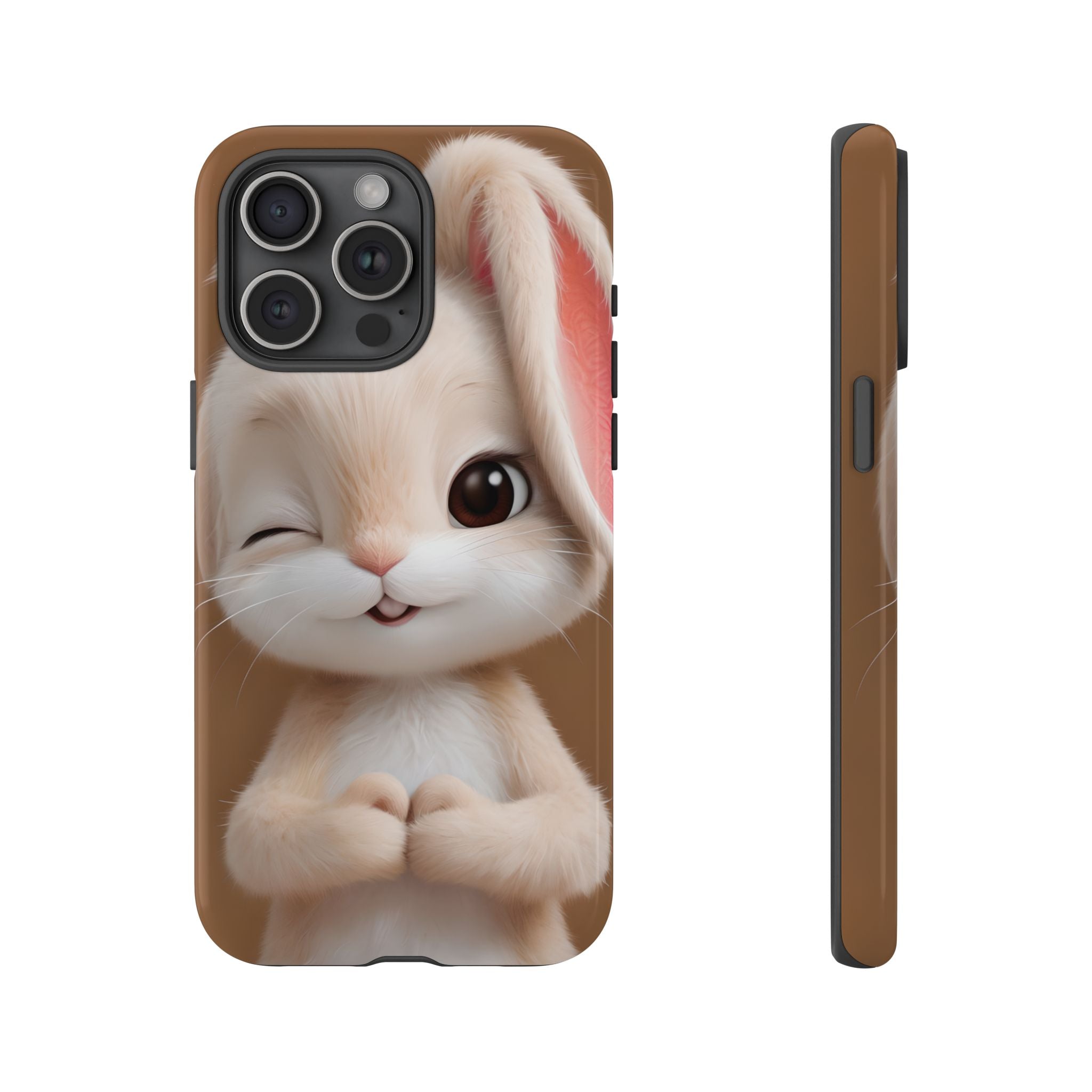 Adorable Kawaii Bunny Phone Case – Cute Winking Rabbit Aesthetic Case – Soft Pastel Bunny Cover – Gift for Bunny Lovers.