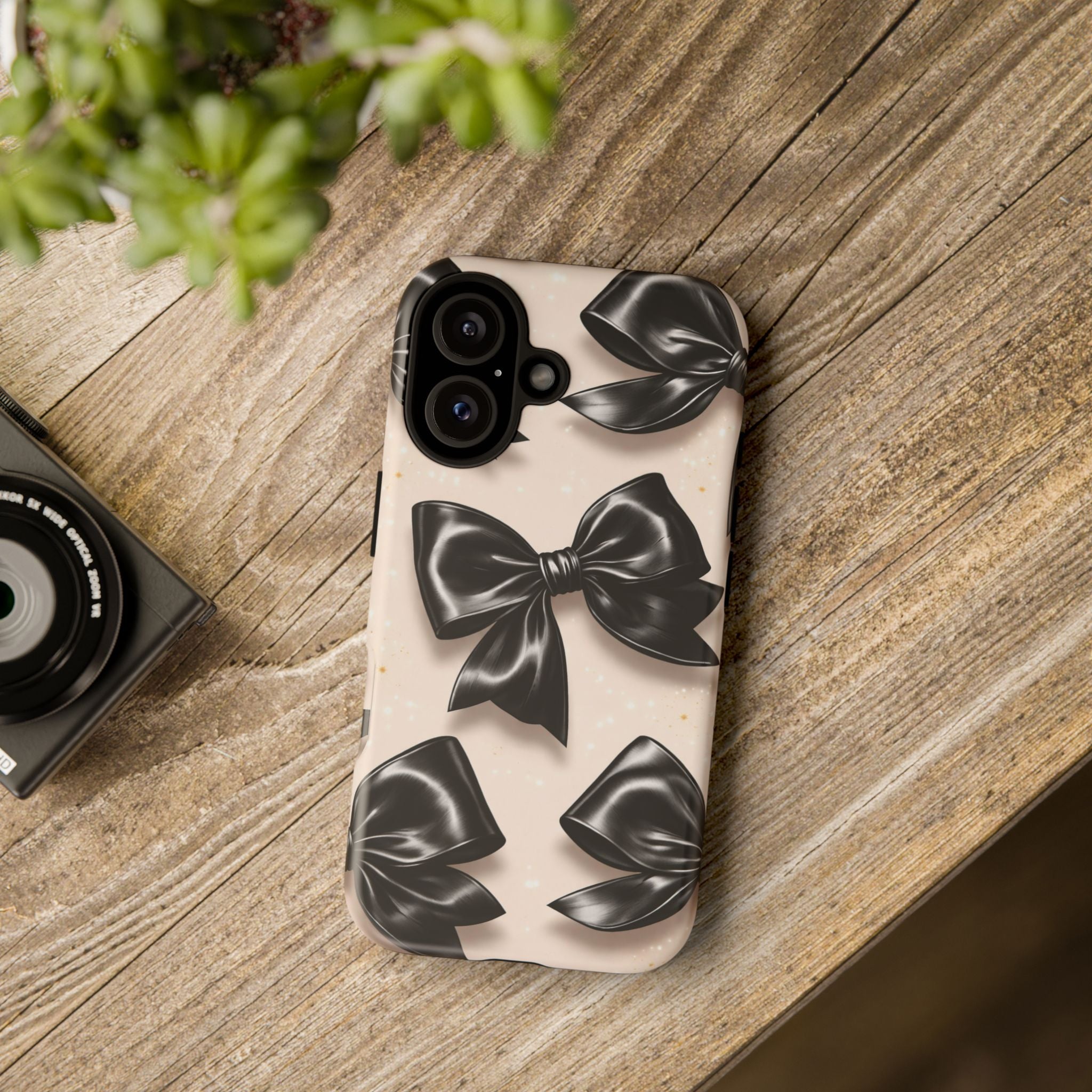 Black Bow Phone Case, Coquette Aesthetic iPhone & Samsung Case, Cute Girly Luxury Bow Cover, Feminine Minimalist Phone Case