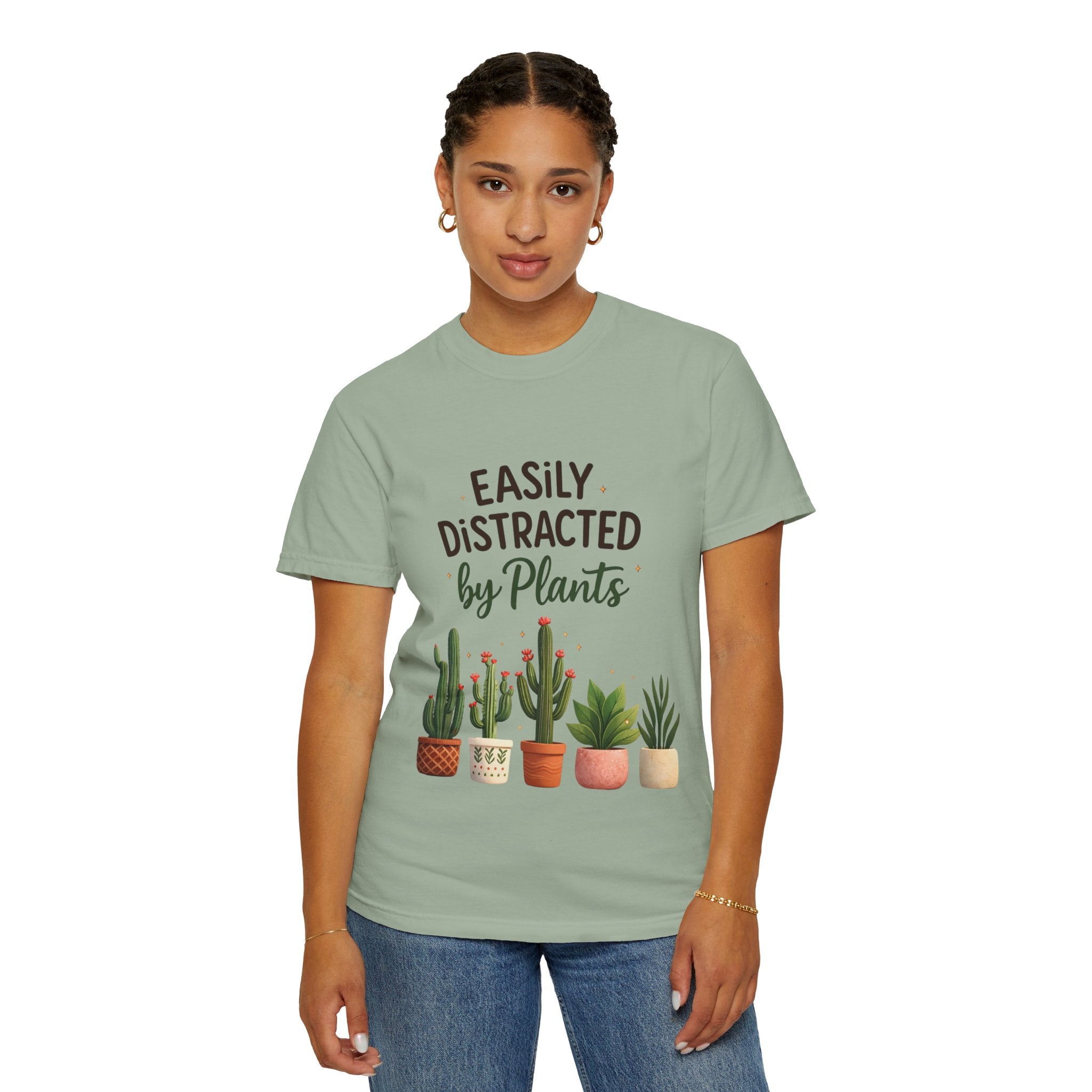Easily Distracted By Plants Shirt, Plant Lover T-Shirt, Funny Plant Mom Tee, Botanical Lover Gift, Succulent Cactus Shirt, Unisex Graphic Tee