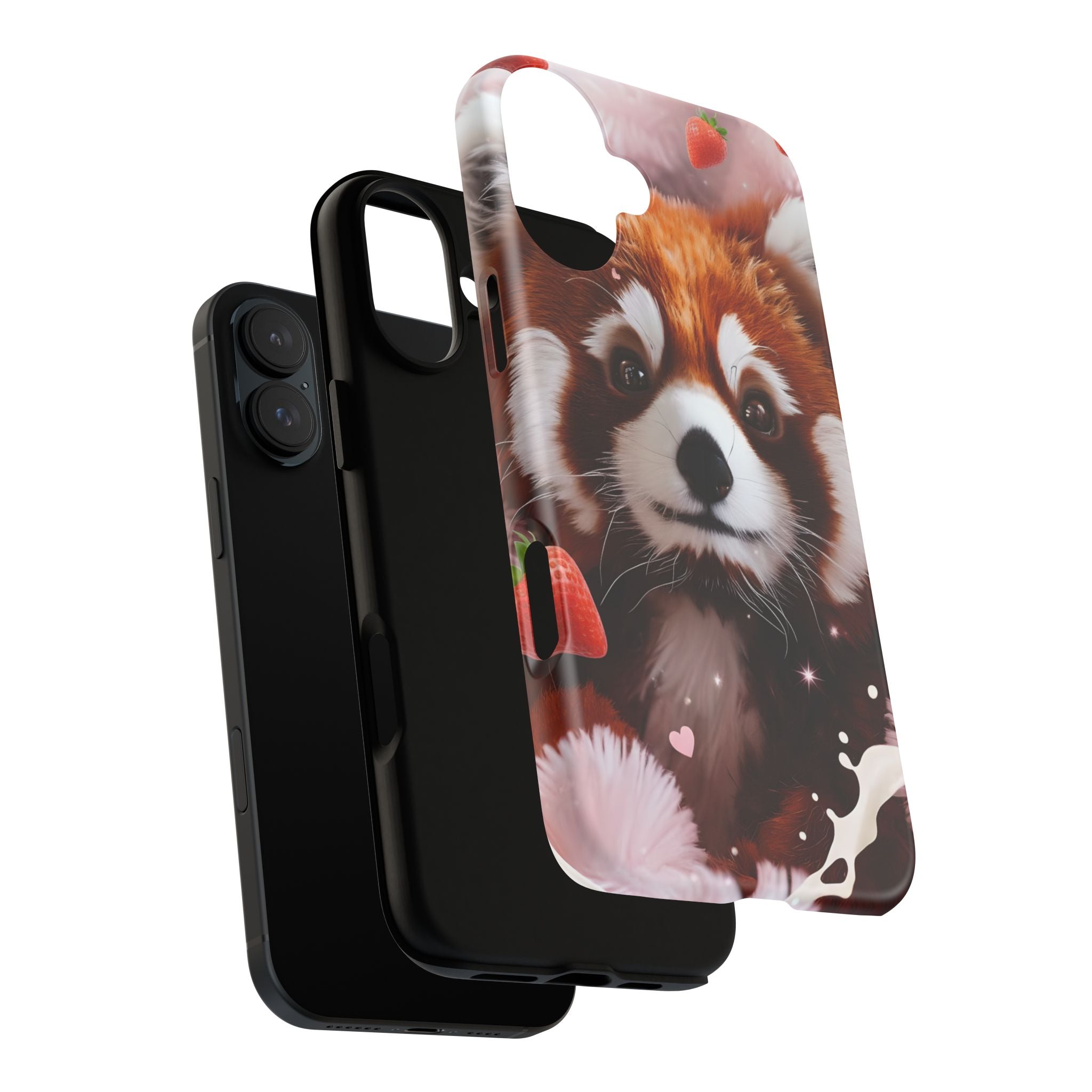 Red Panda with Strawberries Tough Phone Case — Cute Protective Phone Case